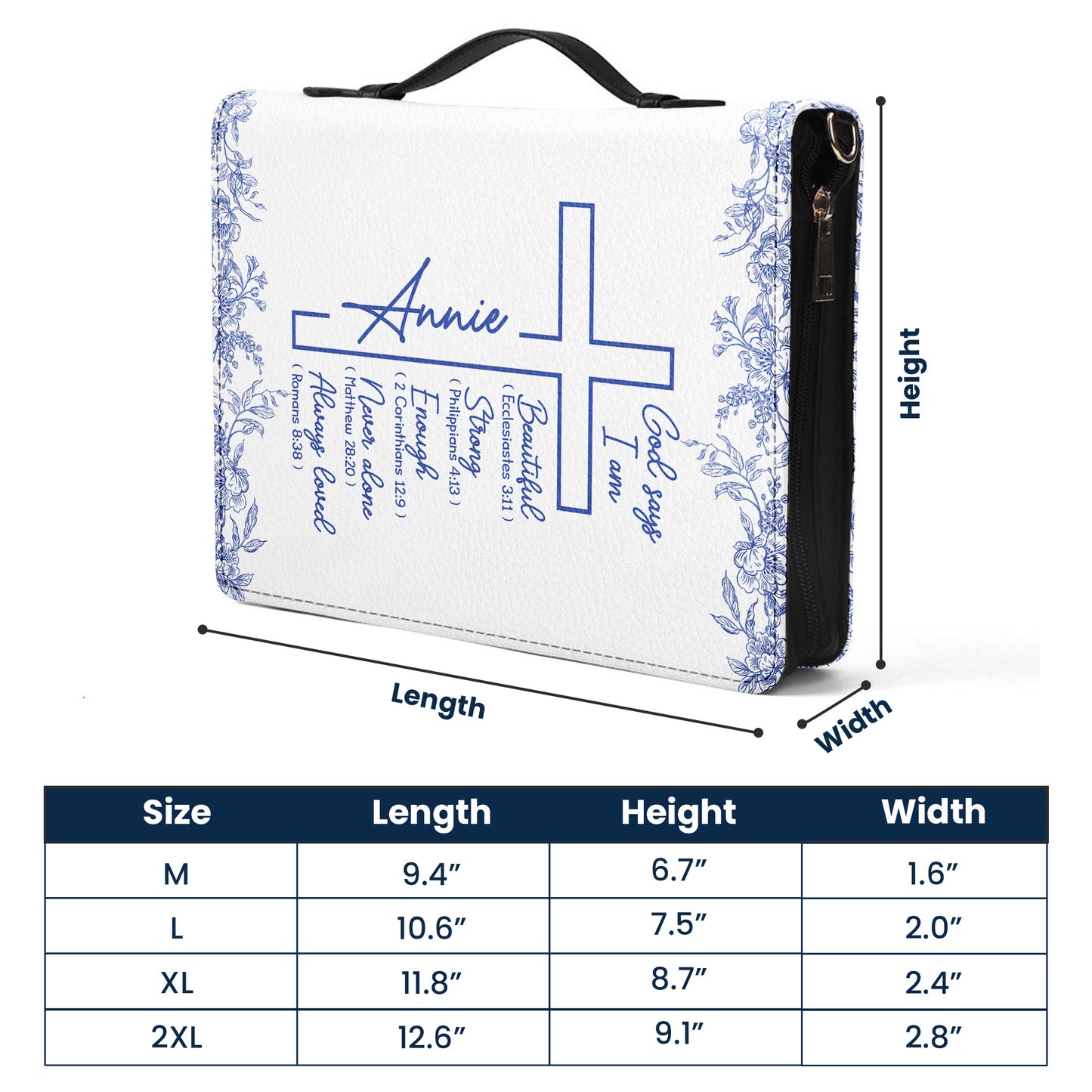 Christ Cross Affirmation Religious Gift For Women Toile De Jouy - Personalized Bible Cover