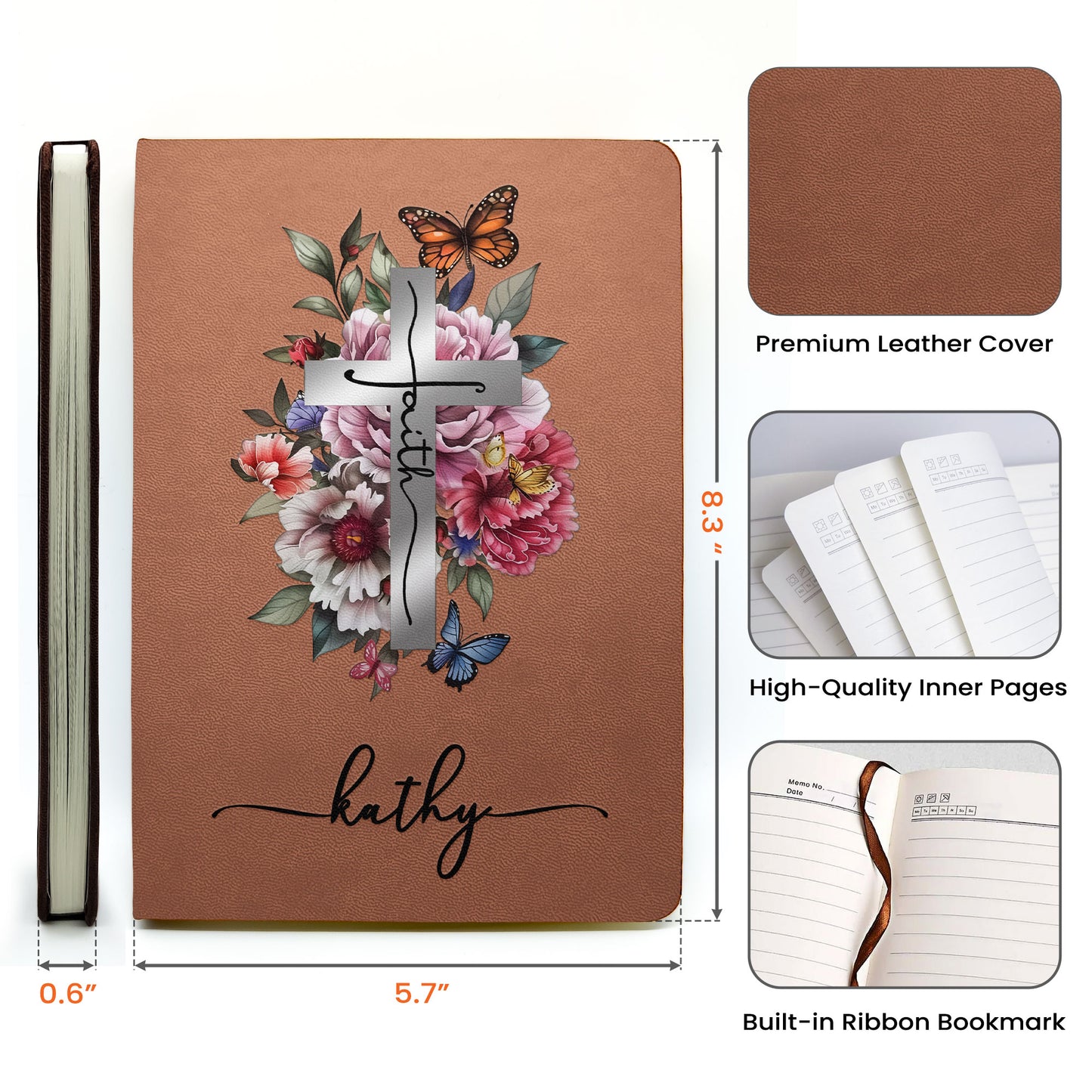 Christian Gift Faith Journal - Personalized Leather Journal