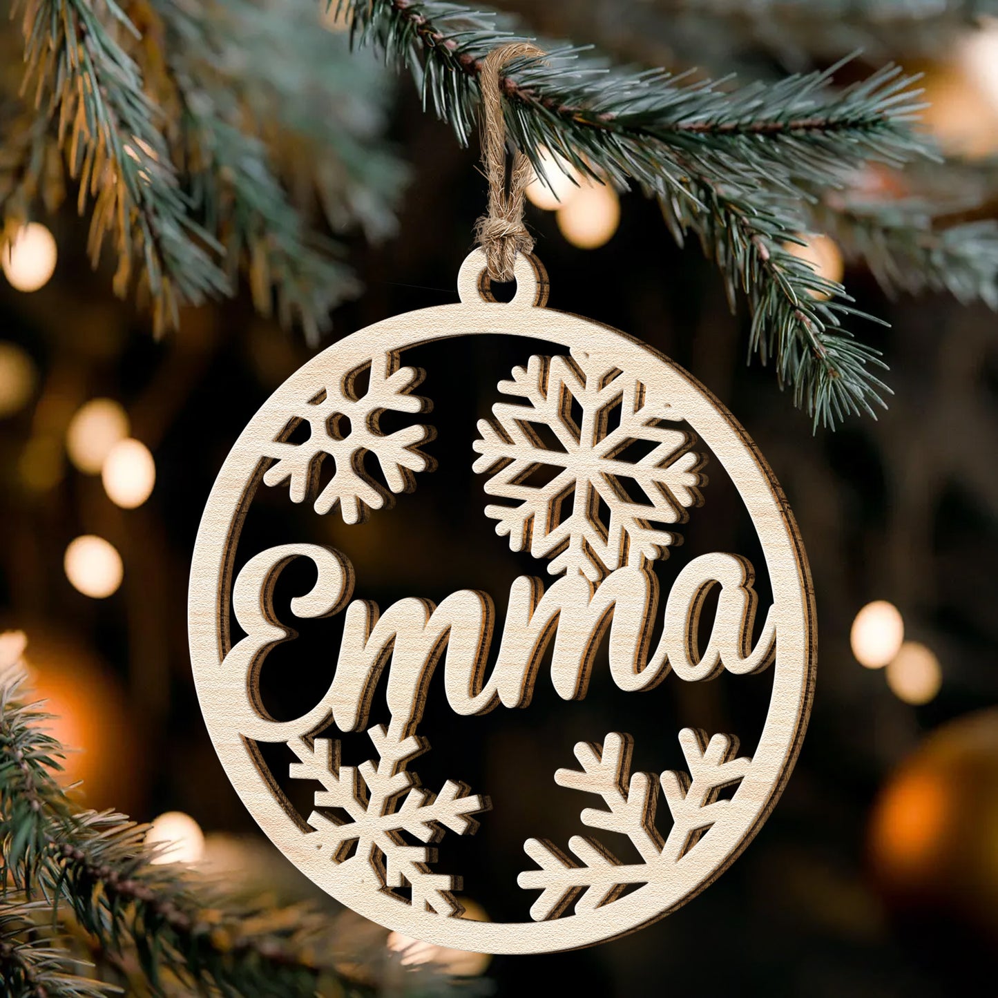 Christmas Custom Family & Pets Names - Personalized Custom Shaped Wooden Ornament