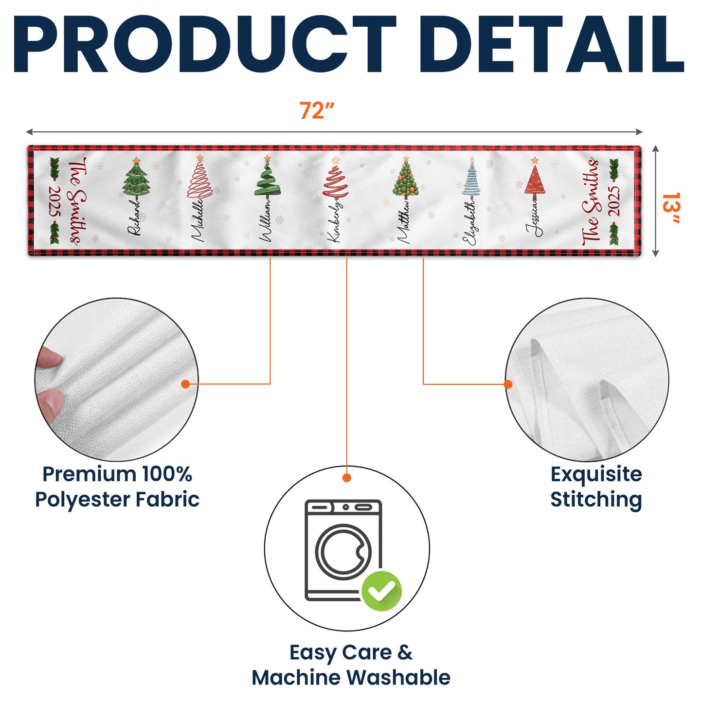 Christmas Family Tree - Personalized Table Runner