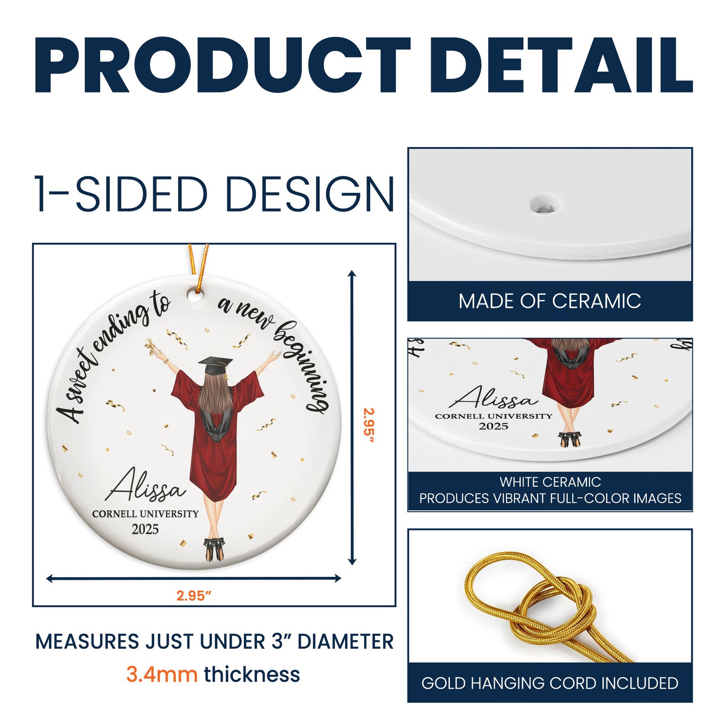 Christmas Graduation Sweet Ending To New Beginning - Personalized Ceramic Ornament