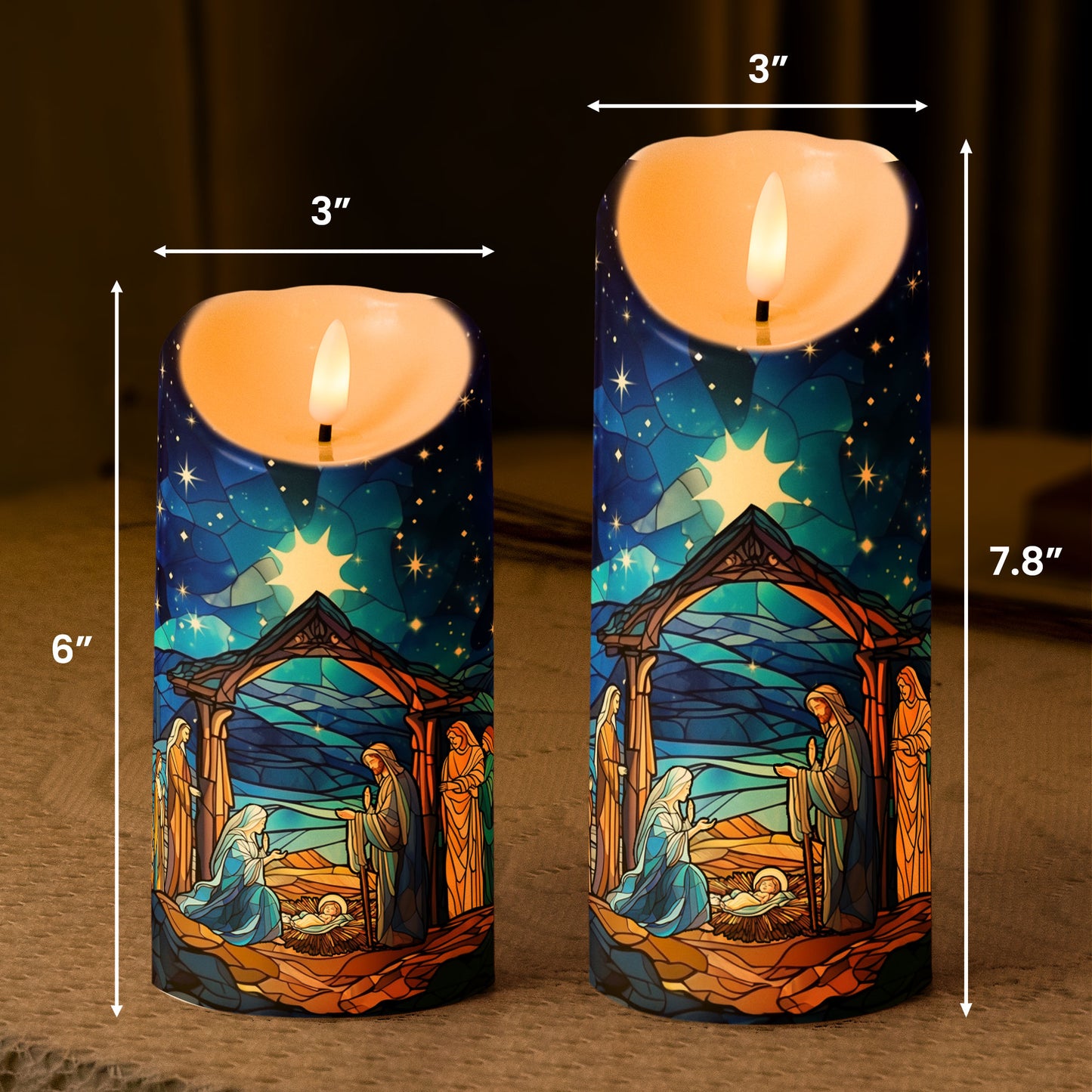 Christmas Nativity Scene - Personalized LED Candle