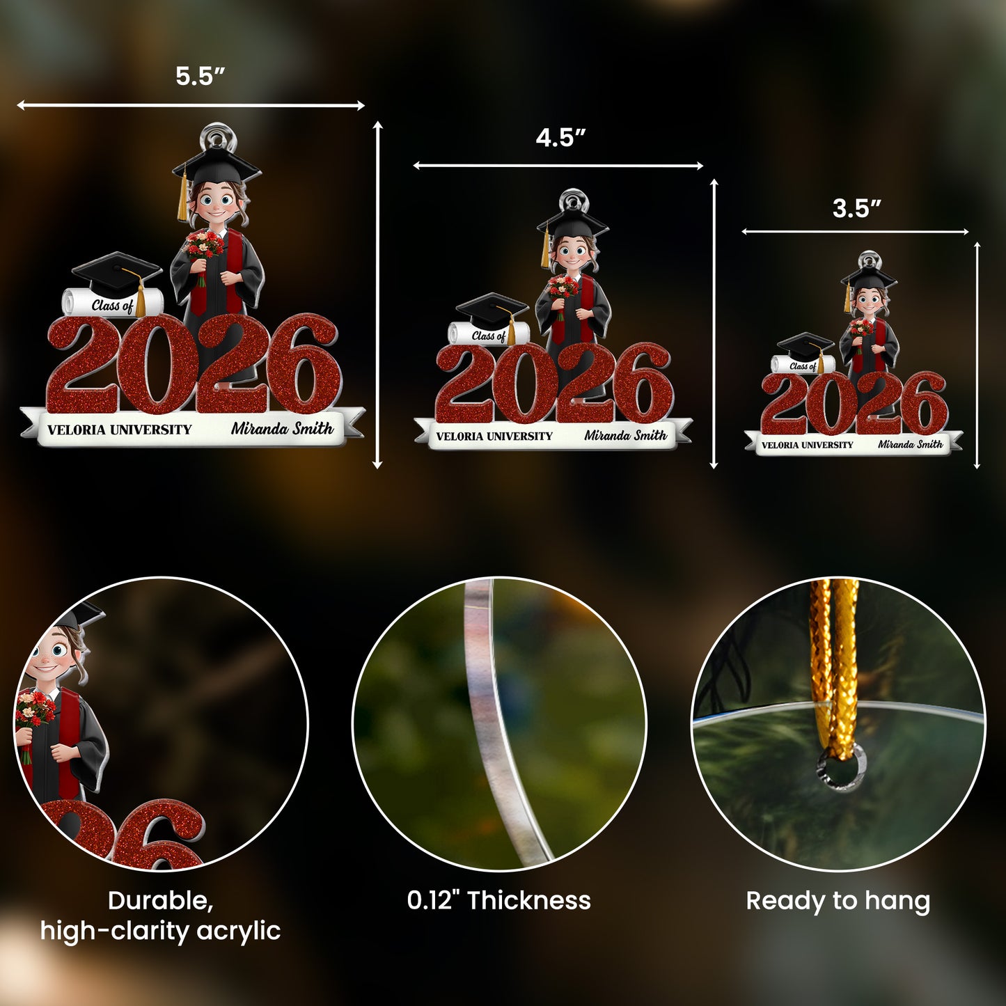 Class Of 2025 2026 Graduation - Senior, Graduate Gift - Personalized Acrylic Ornament