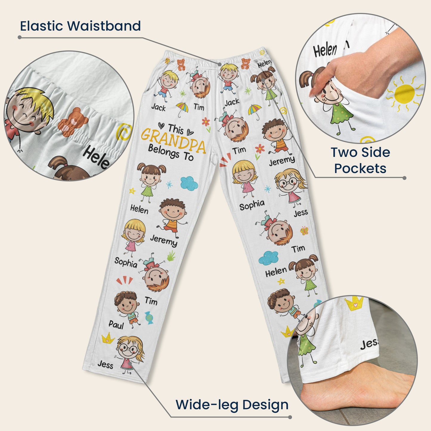 Color This Grandma Grandpa Belongs - Personalized Lounge Pants With Pockets