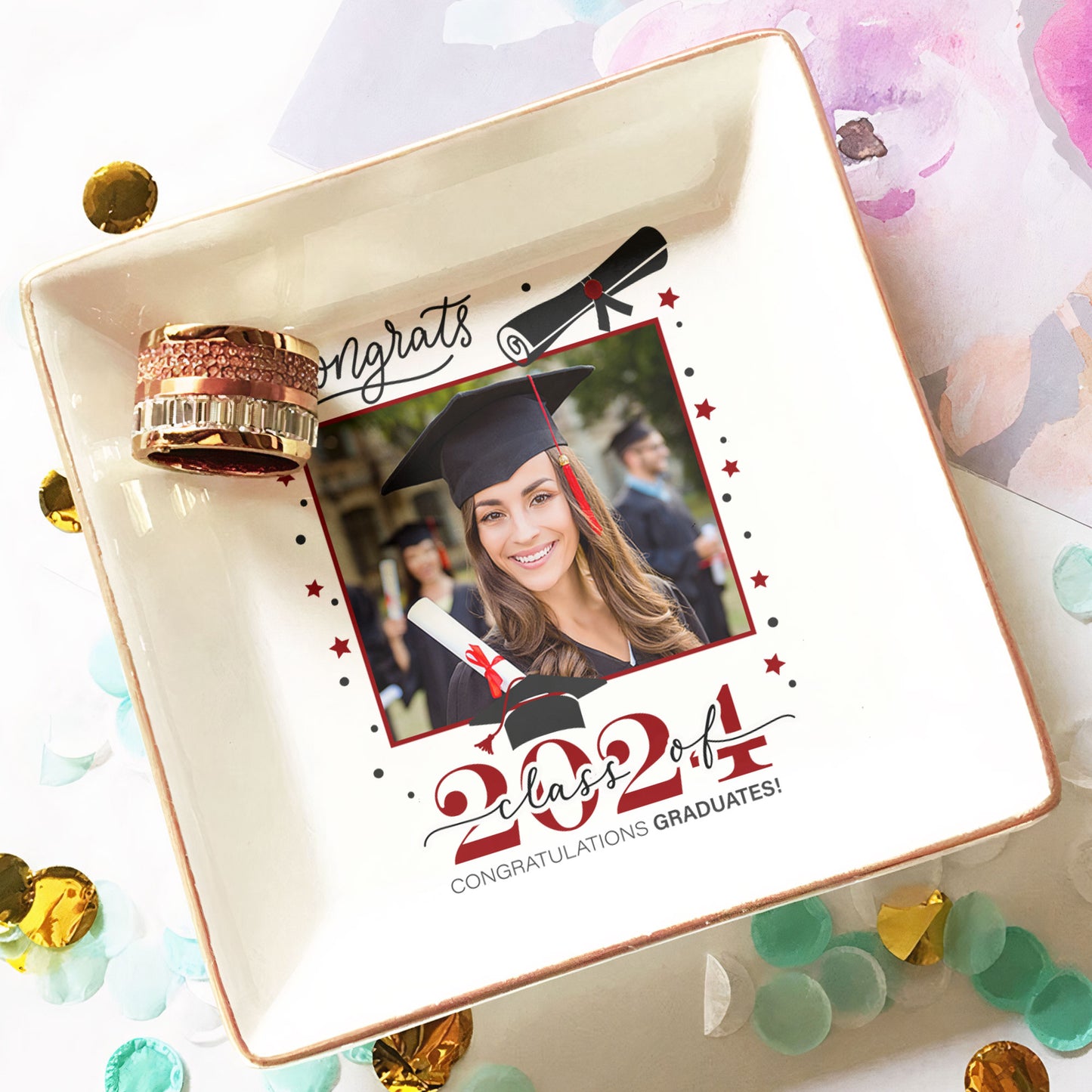 Congrats Graduation - Personalized Photo Jewelry Dish