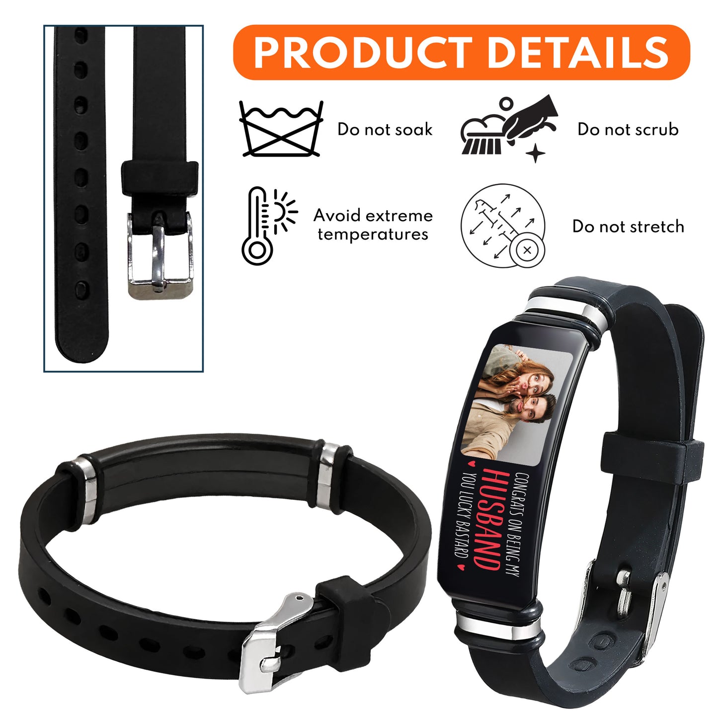 Congrats On Being My Husband/ Boyfriend - Personalized Photo Bracelet