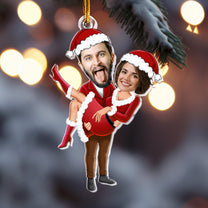 Couple Santa Clauses - Personalized Acrylic Photo Ornament