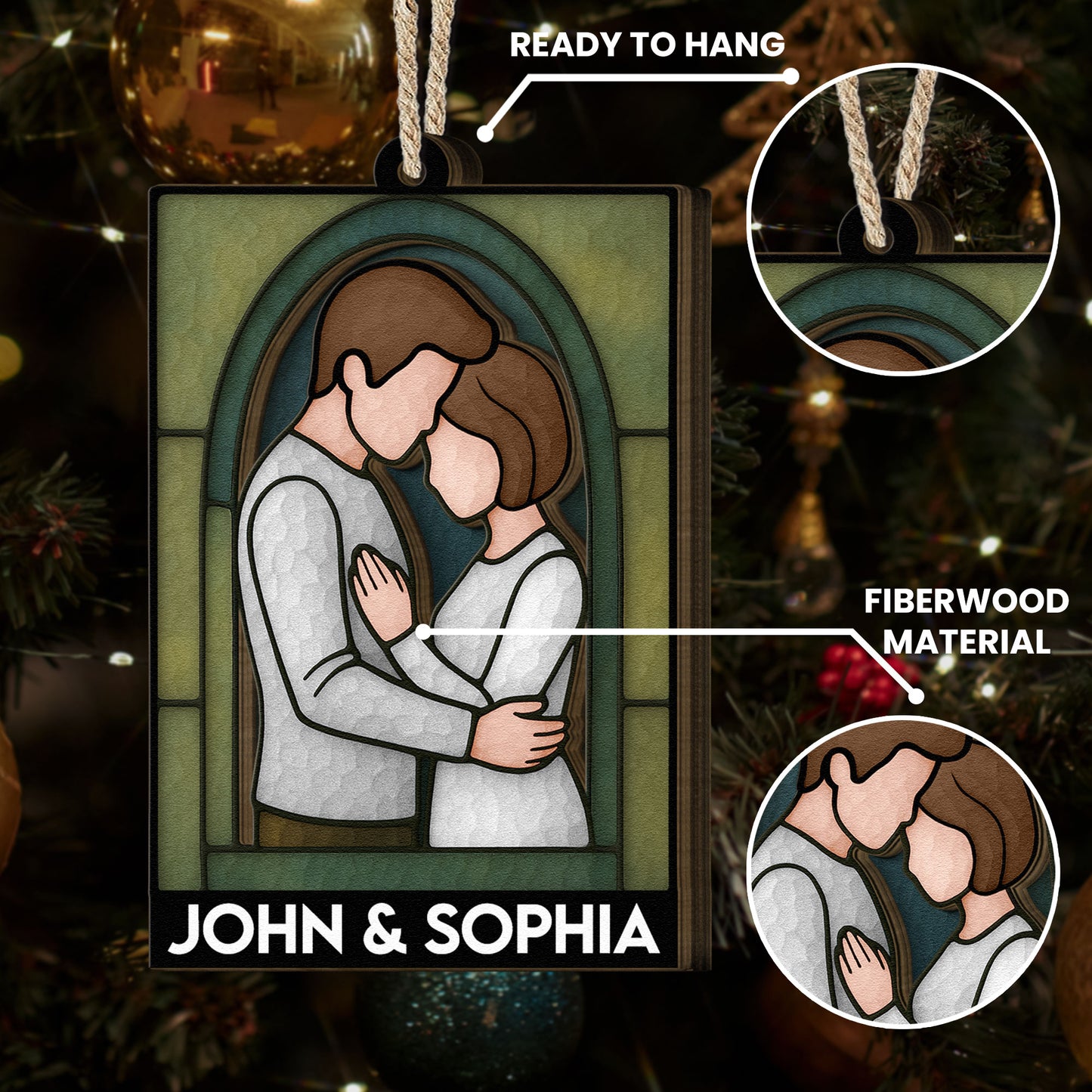 Couple Together - Personalized Wooden Ornament