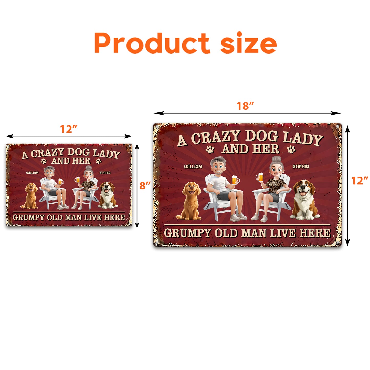 Couple-A-Crazy-Dog-Lady-And-Her-Grumpy-Old-Man-Personalized-Metal-Sign-6