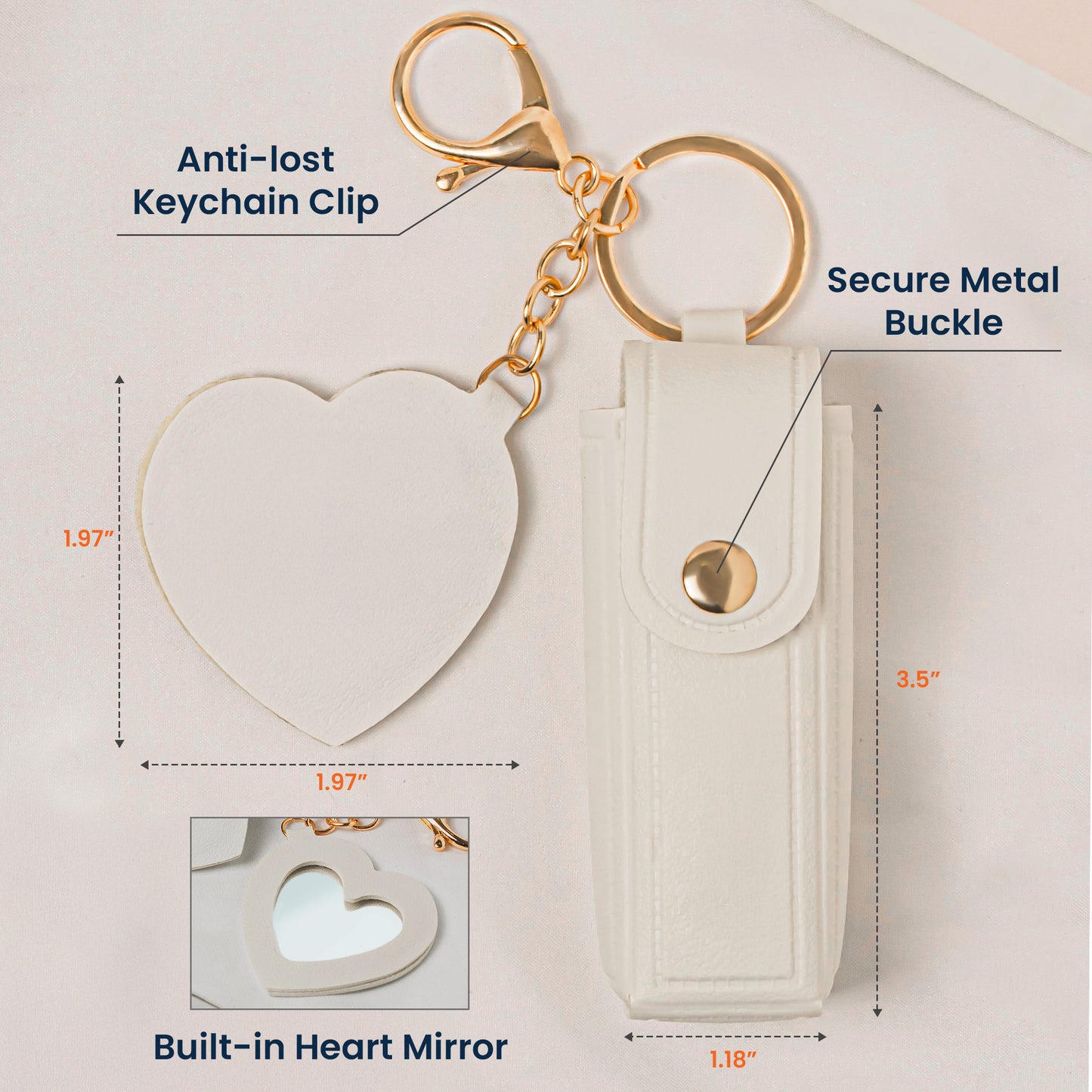 Custom Birth Flower For Her, Daughter, Wife Light Ver - Personalized Leather Lipstick Case With Mirror Keychain