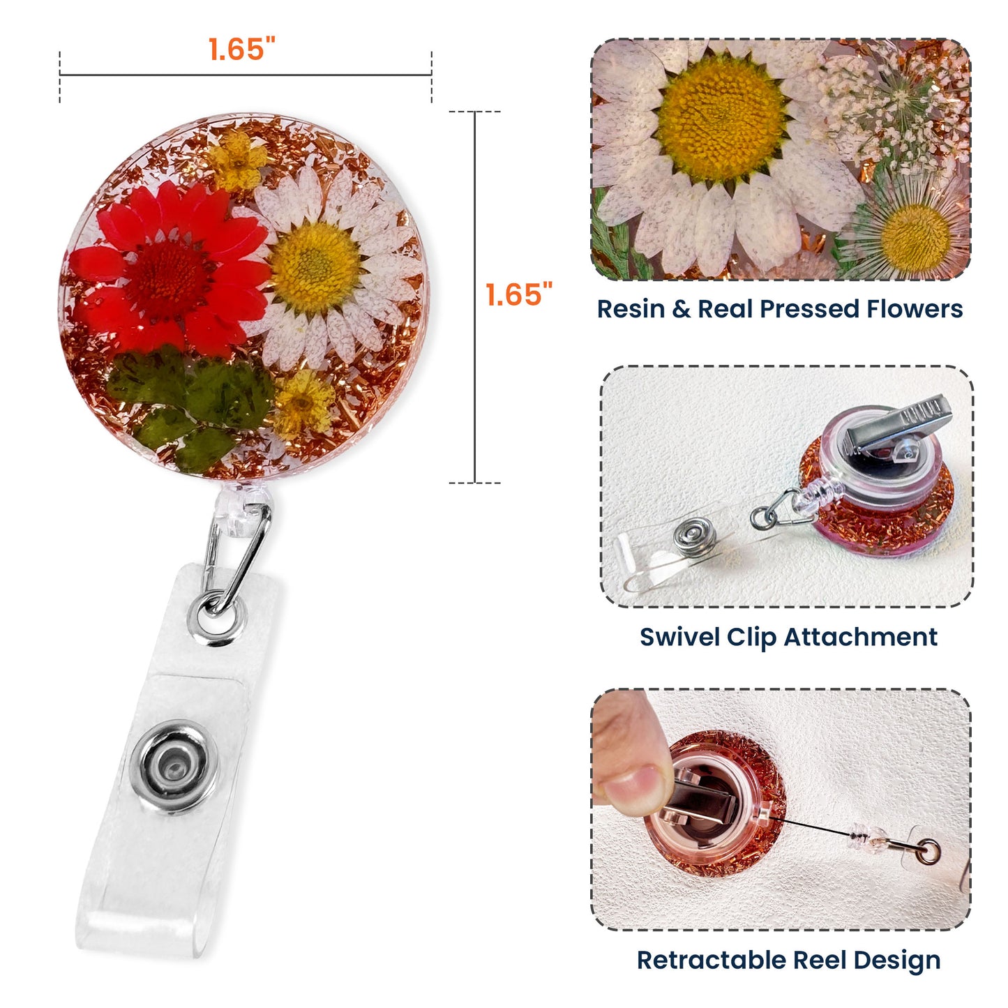 Custom Birth Month Flower - Personalized Resin Birth Flower Badge Reel