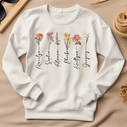 Custom Birth Month Flowers Gift For Mom - Personalized Shirt