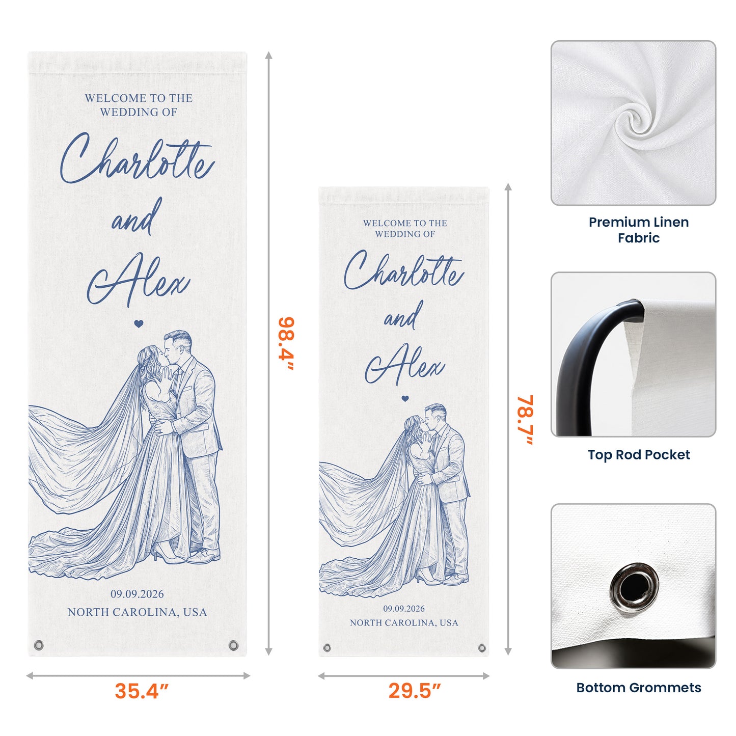 Custom Couple Photo Sketch Line Art Style Wedding Sign - Personalized Welcome Sign