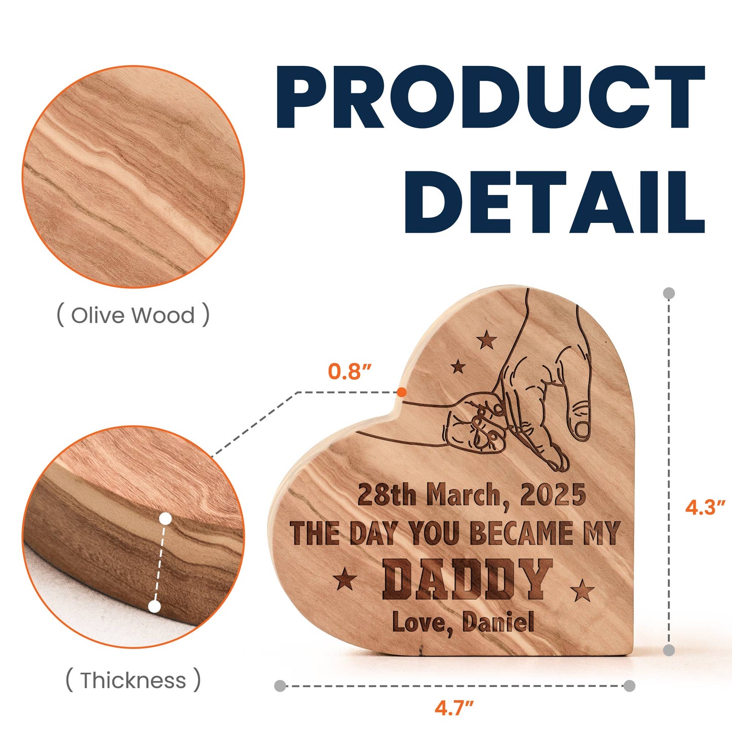 Custom Date The Day You Became My Daddy - Personalized Engraved Wood Plaque