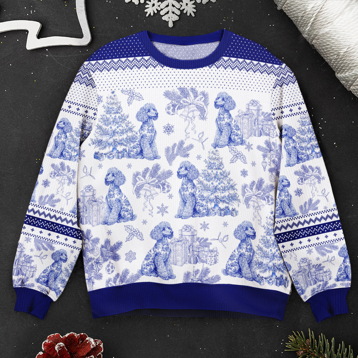 Custom Dog Breeds Christmas Tree - Toile De Jouy - Personalized Ugly Sweater