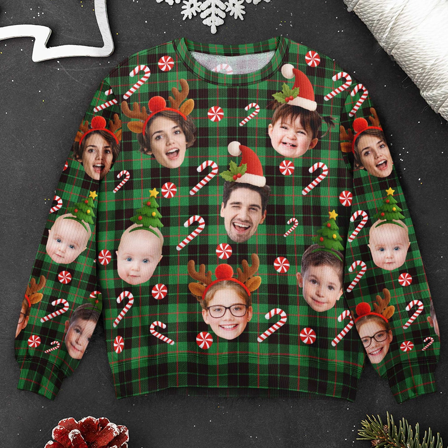 Custom Face Christmas Silly Family, Friends, Co-Workers - Personalized Ugly Sweater