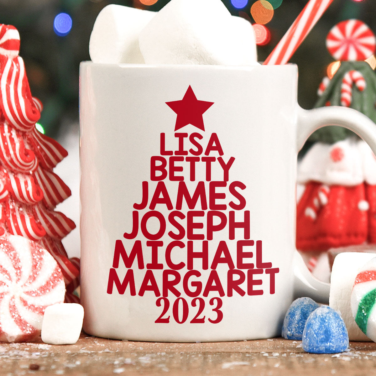 Personalized Coffee Mug Merry Christmas, Custom Name Happy Fox And Penguin  Under Christmas Tree Novelty Cup, Gift For Brother, Sister, Son, Daughter,  Children On Birthday, Christmas 