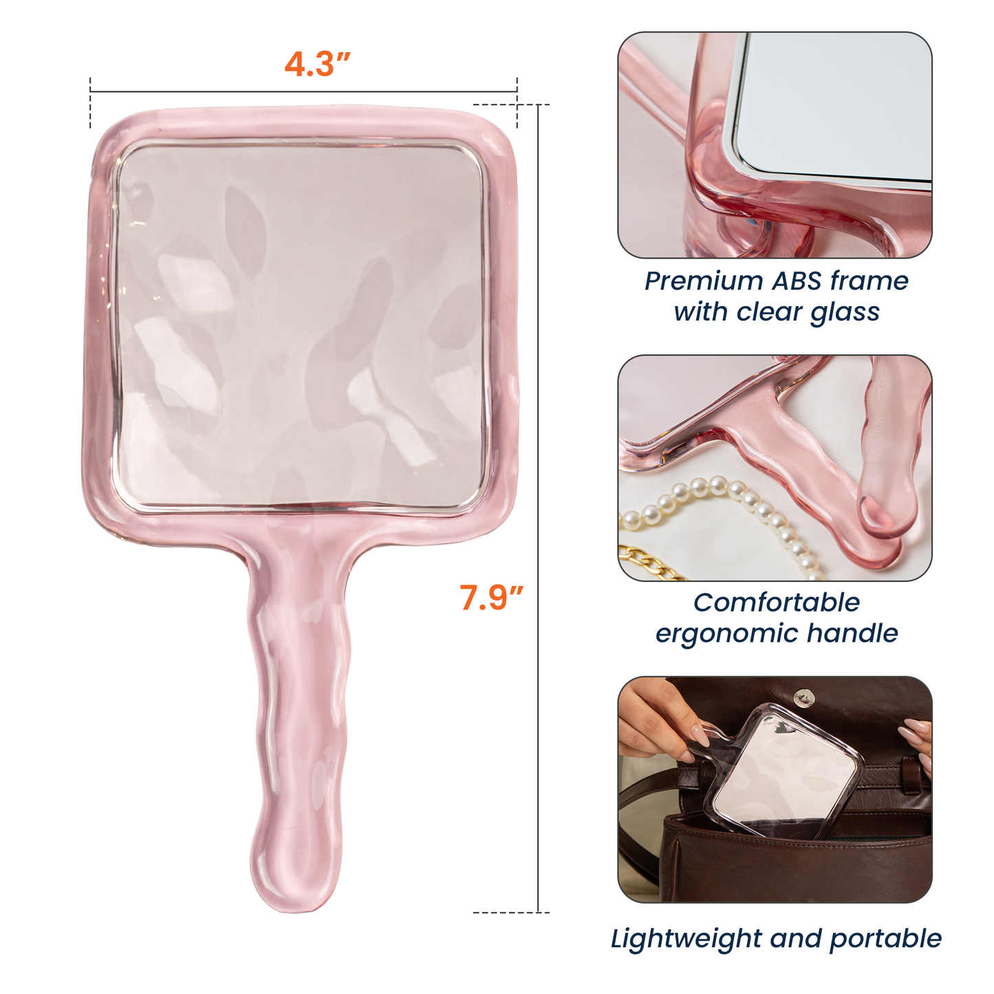 Custom Floral & Name For Her, Wife, Daughter, Sister - Personalized Handheld Mirror