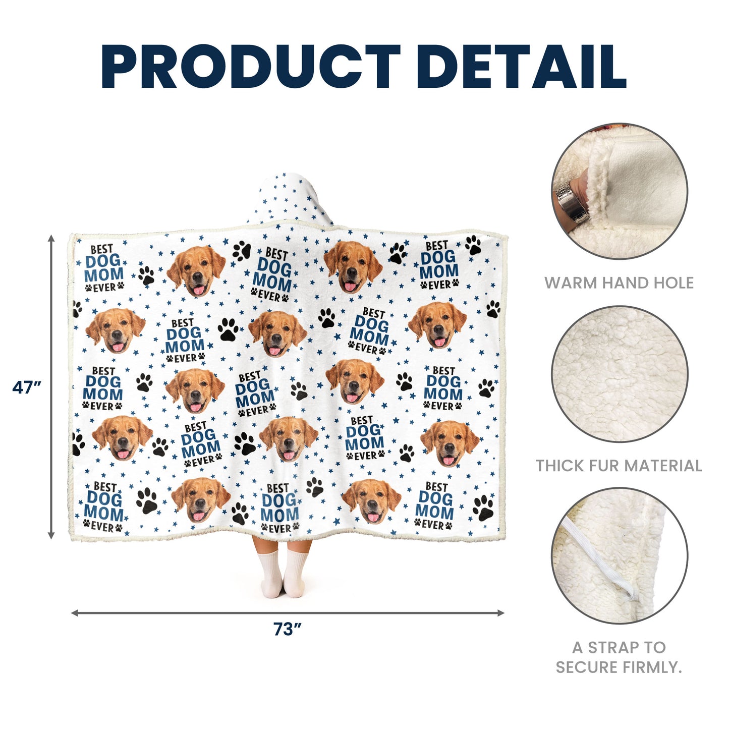 Custom Funny Cat Dog Face - Personalized Photo Wearable Blanket Hoodie