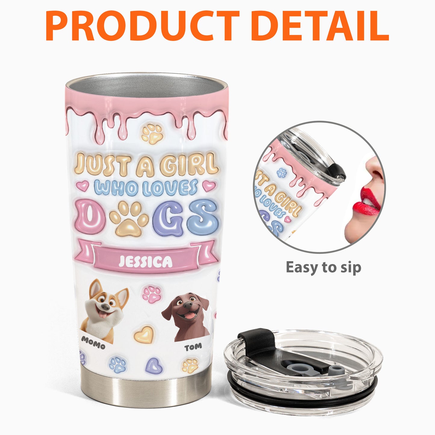 Custom Funny Dogs Just A Girl Who Loves Dogs - Personalized Tumbler Cup