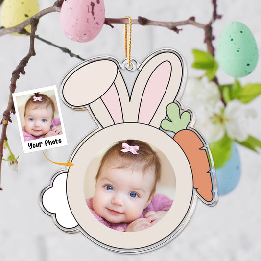 Custom Funny Rabbit Face For Kid Family Easter - Personalized Photo Easter Ornament
