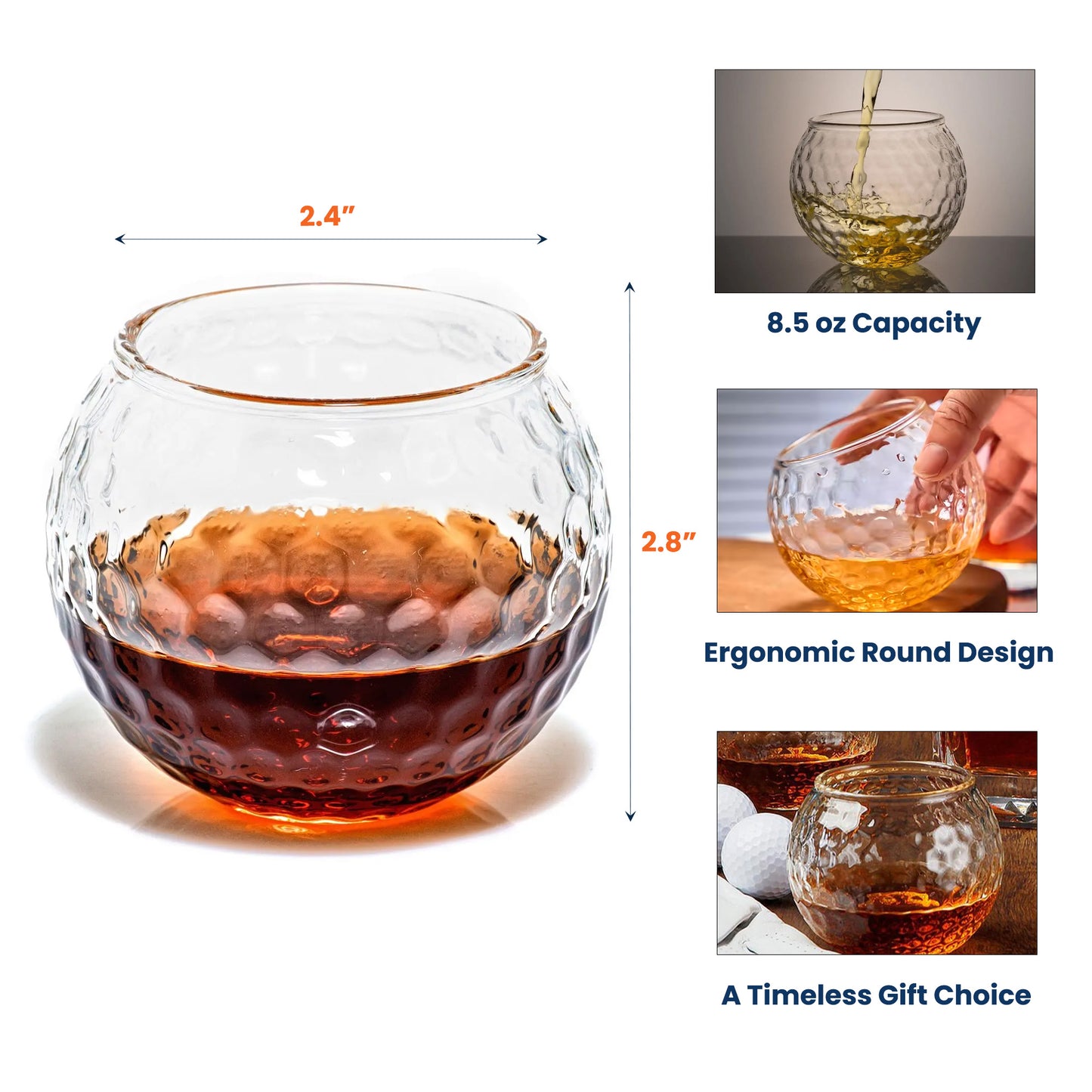 Custom Name Monogram For Men, Golf Lovers, Husband, Dad, Grandpa - Personalized Golf Whiskey Glass