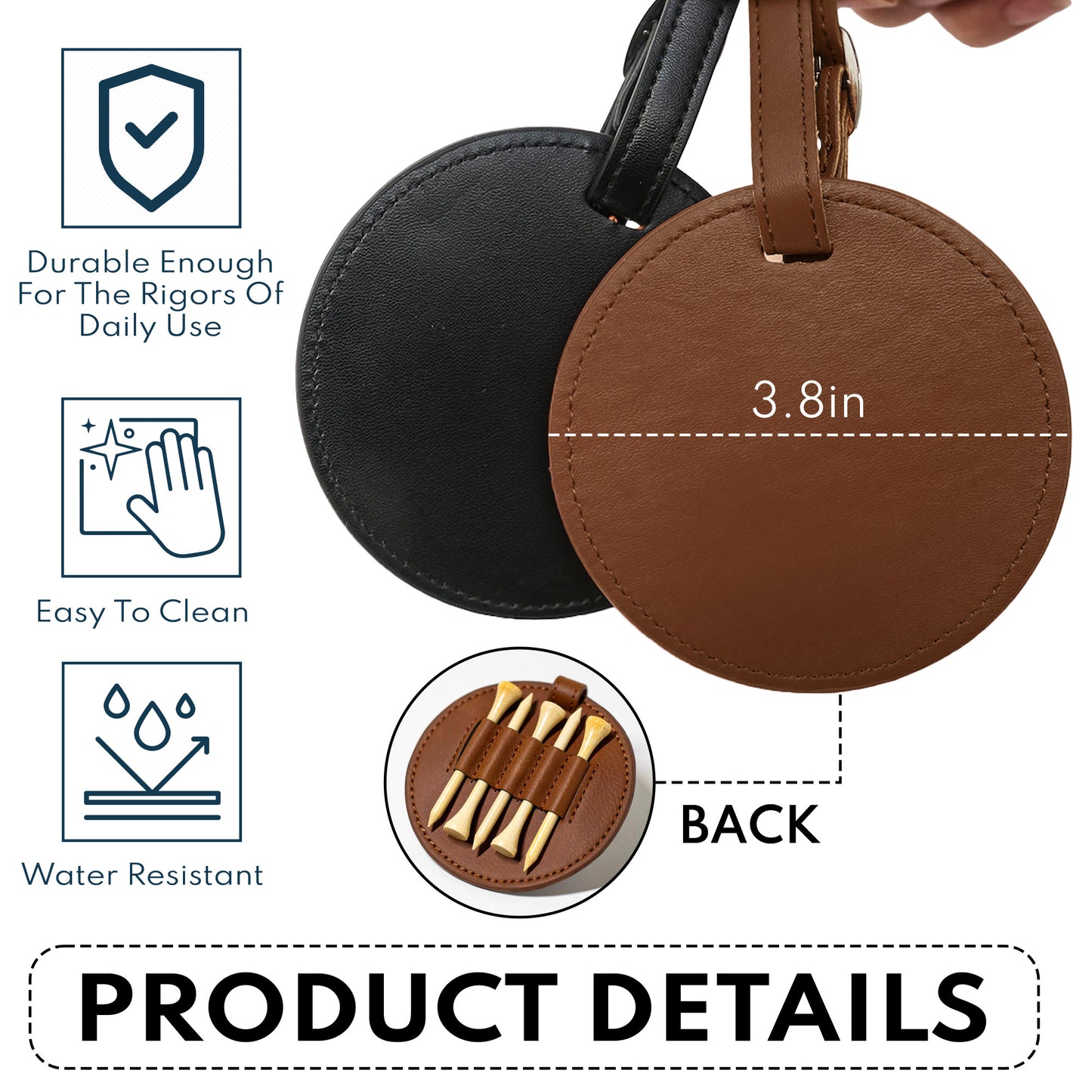 Custom Name, Initials For Him, Golf Lovers, Husband, Groomsmen - Personalized Leather Golf Bag Tag