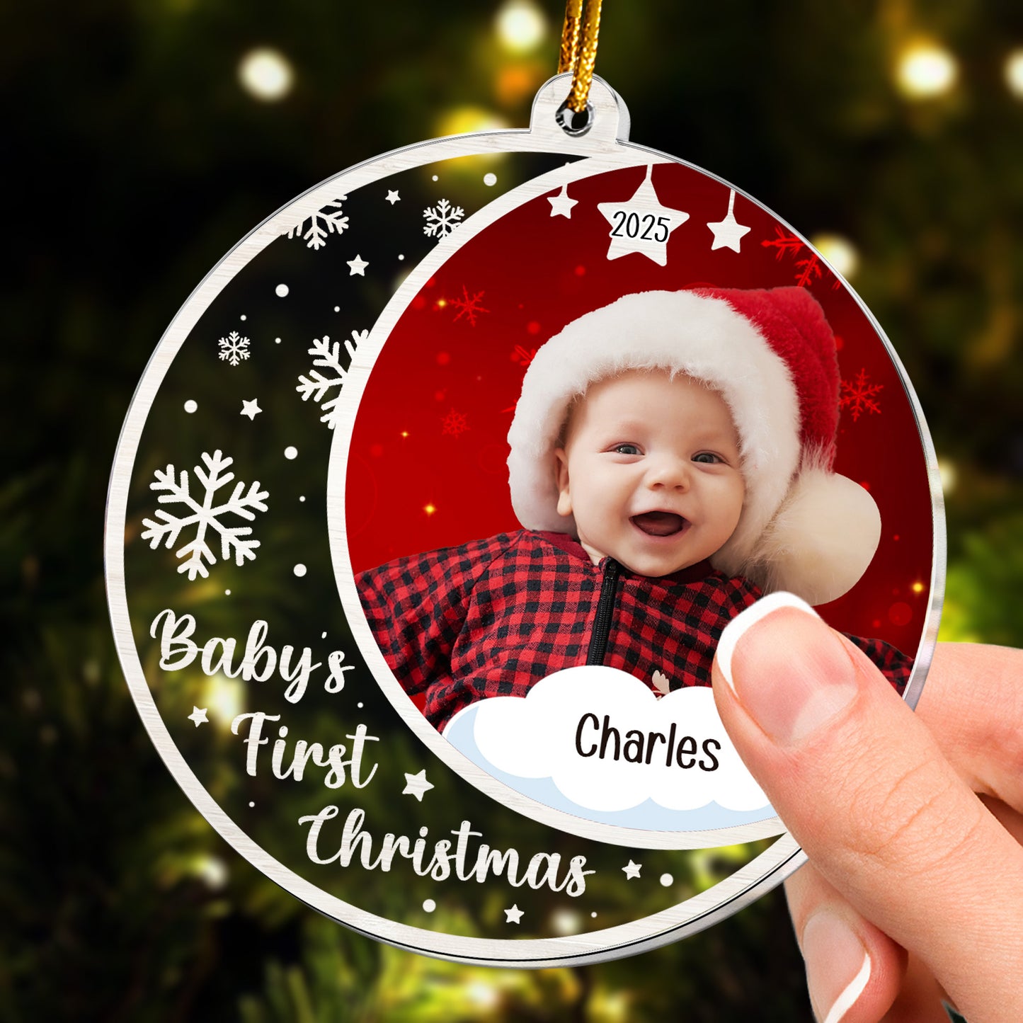 Custom Photo Baby's First Christmas - Personalized Acrylic Photo Ornament