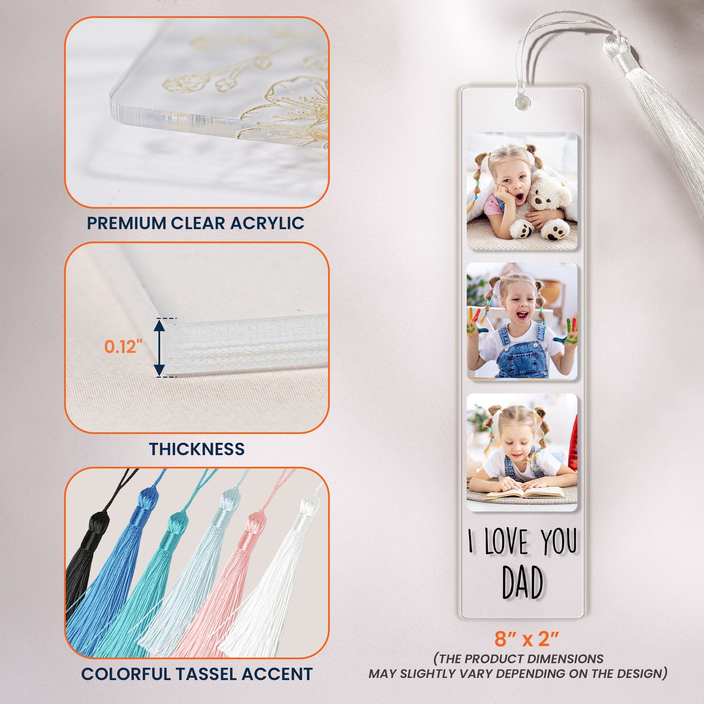 Custom Photo Bookmark For Family, Besties, Couple, Book Lovers - Custom Photo Acrylic Bookmark