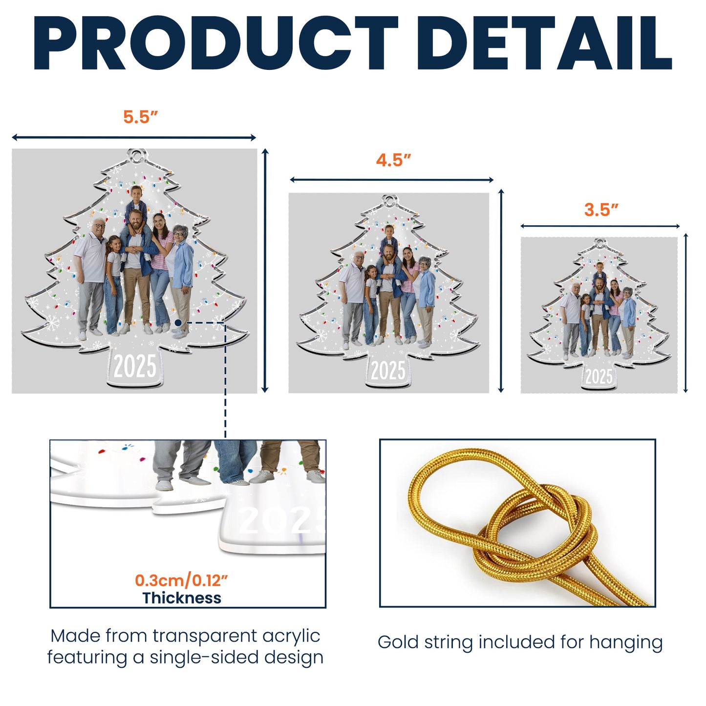 Custom Photo On Christmas Tree - Personalized Acrylic Photo Ornament