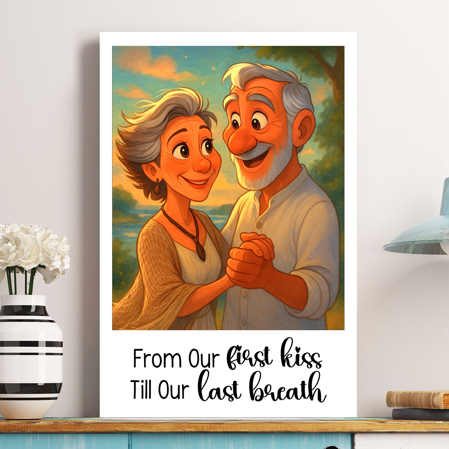 Custom Portrait From Photo For Couples Cartoon-Style - Personalized Photo Poster