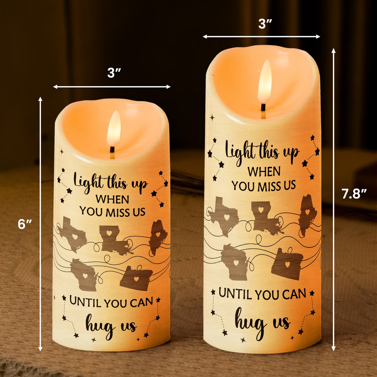 Custom States Candle Families Are Like Stars - Personalized LED Candle
