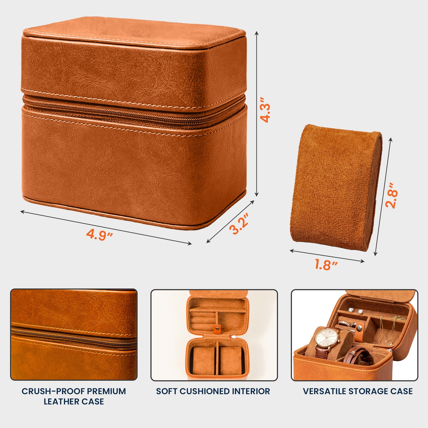 Custom Vintage Monogram Family Name, Couples Initial For Him, Men, Husband - Personalized Watch Travel Case