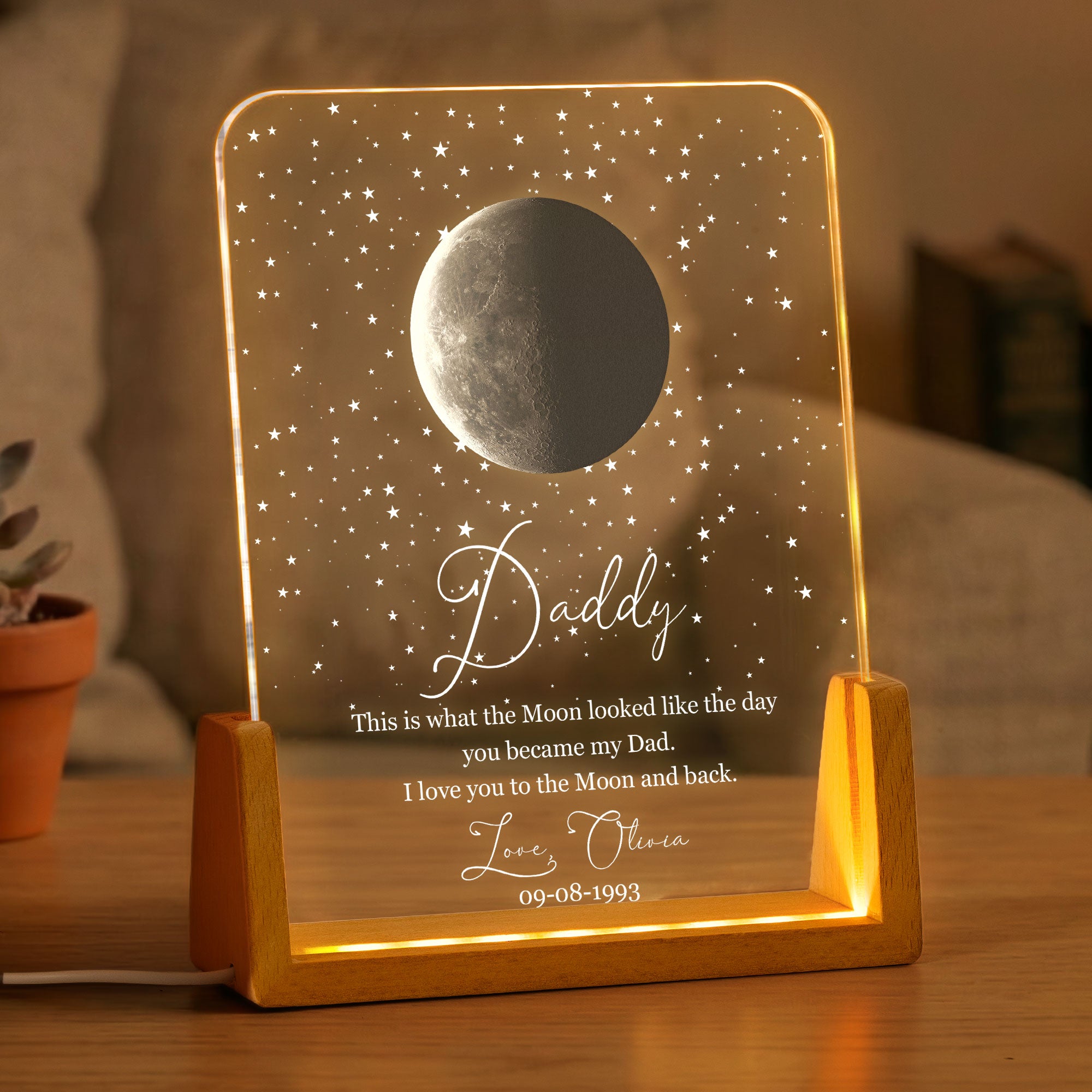Custom Moon Phase By Date Gift For Dad Father's Day Keepsake - Personalized Night Light