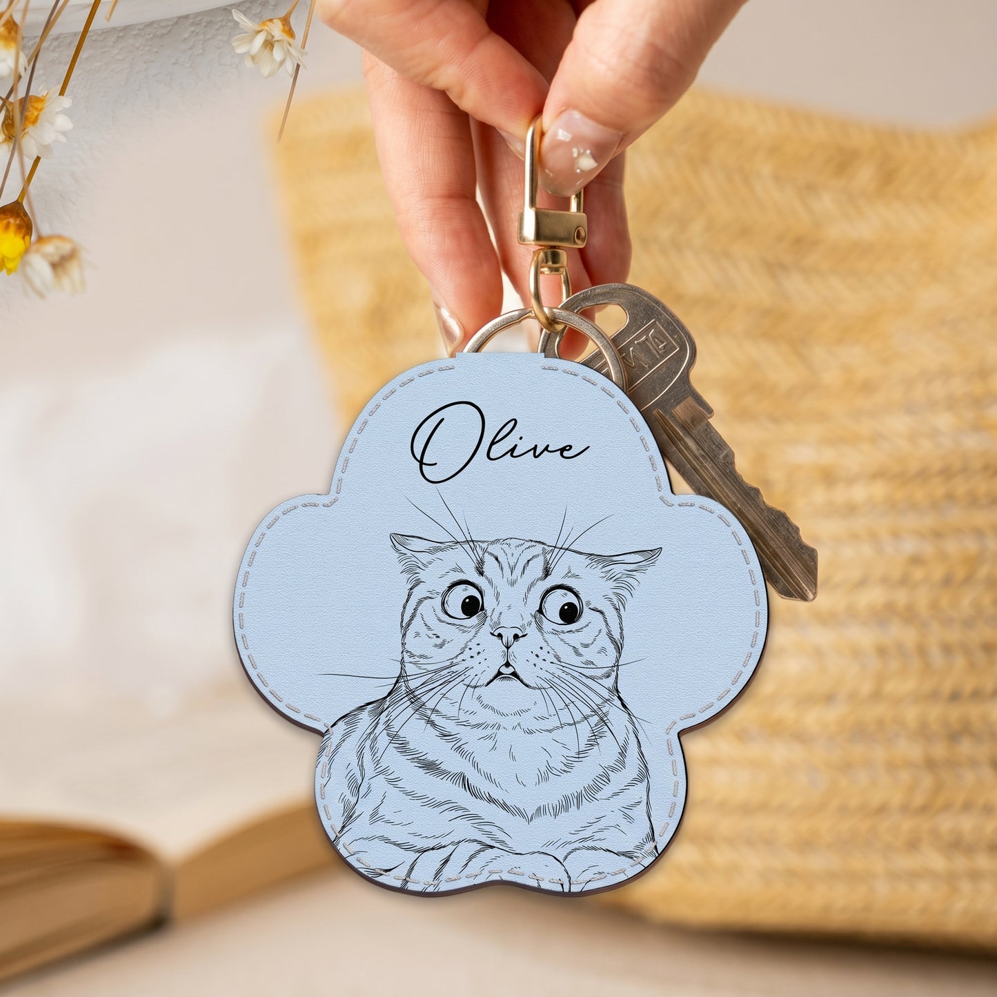 Custom-Pet-Portrait-Gift-For-Dog-Lover-Cat-Lover-Sketch-Style-Personalized-Keychain-4