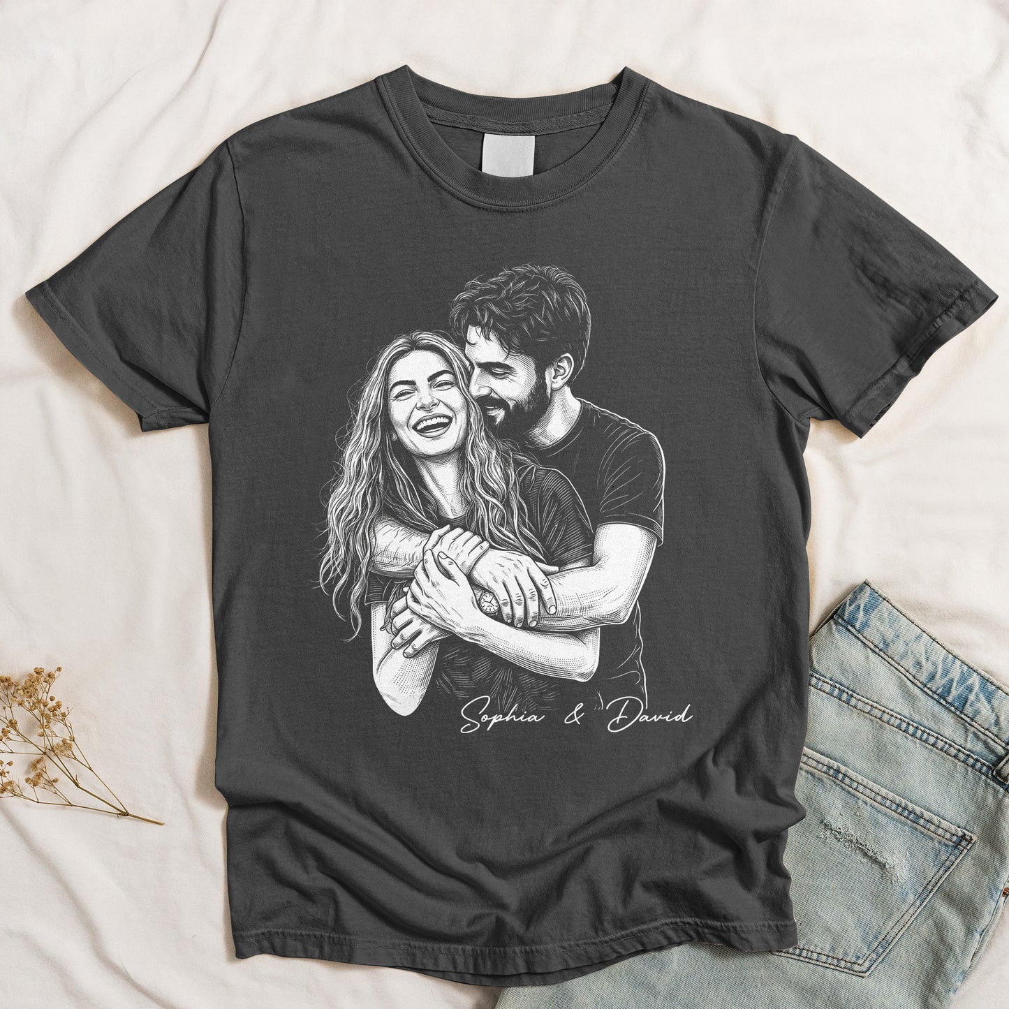 Custom-Photo-Portrait-Couple-Shirt-Gift-For-Girlfriend-Boyfriend-Personalized-Shirt-4