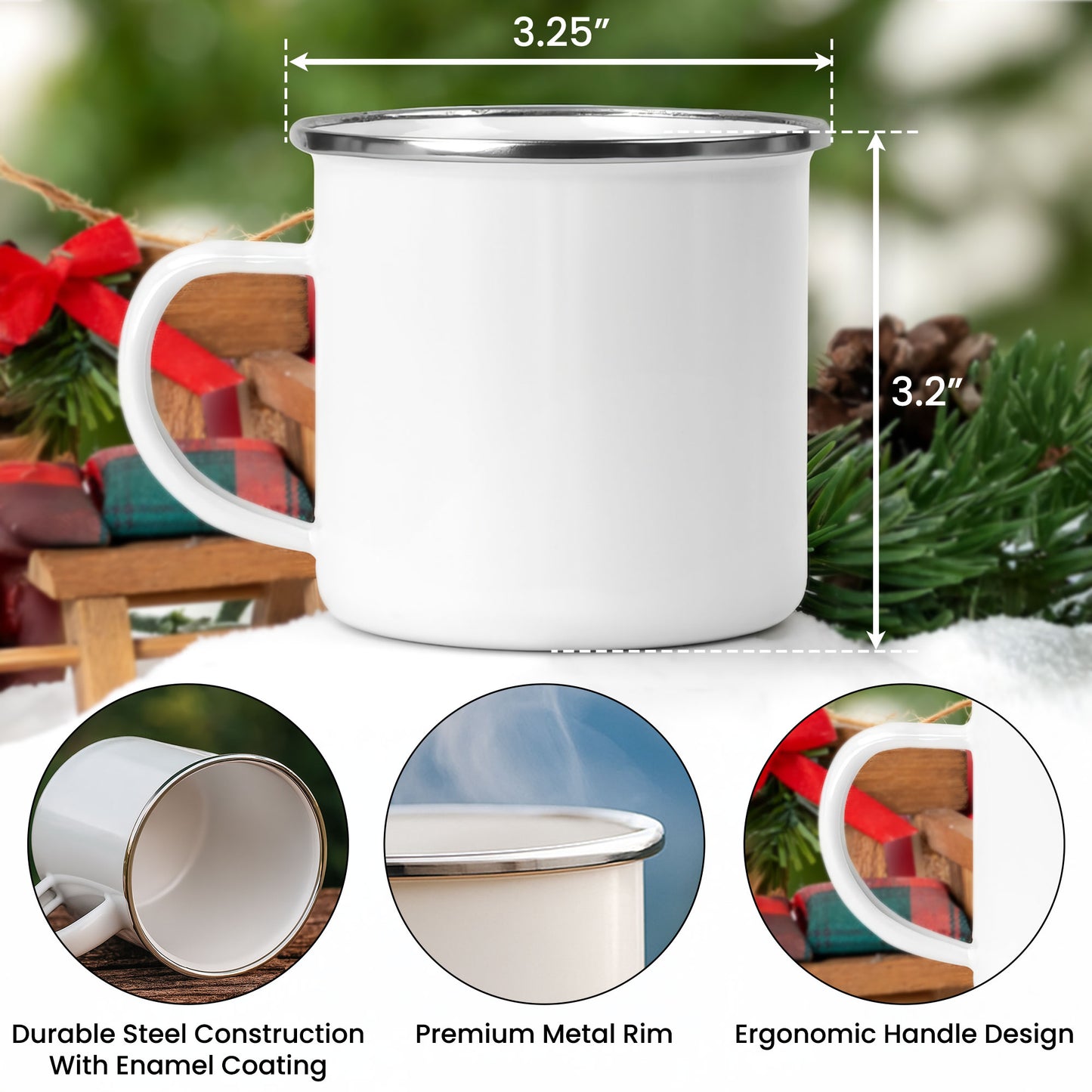 Cute Kid Name Christmas Alphabet - Personalized Enamel Mug