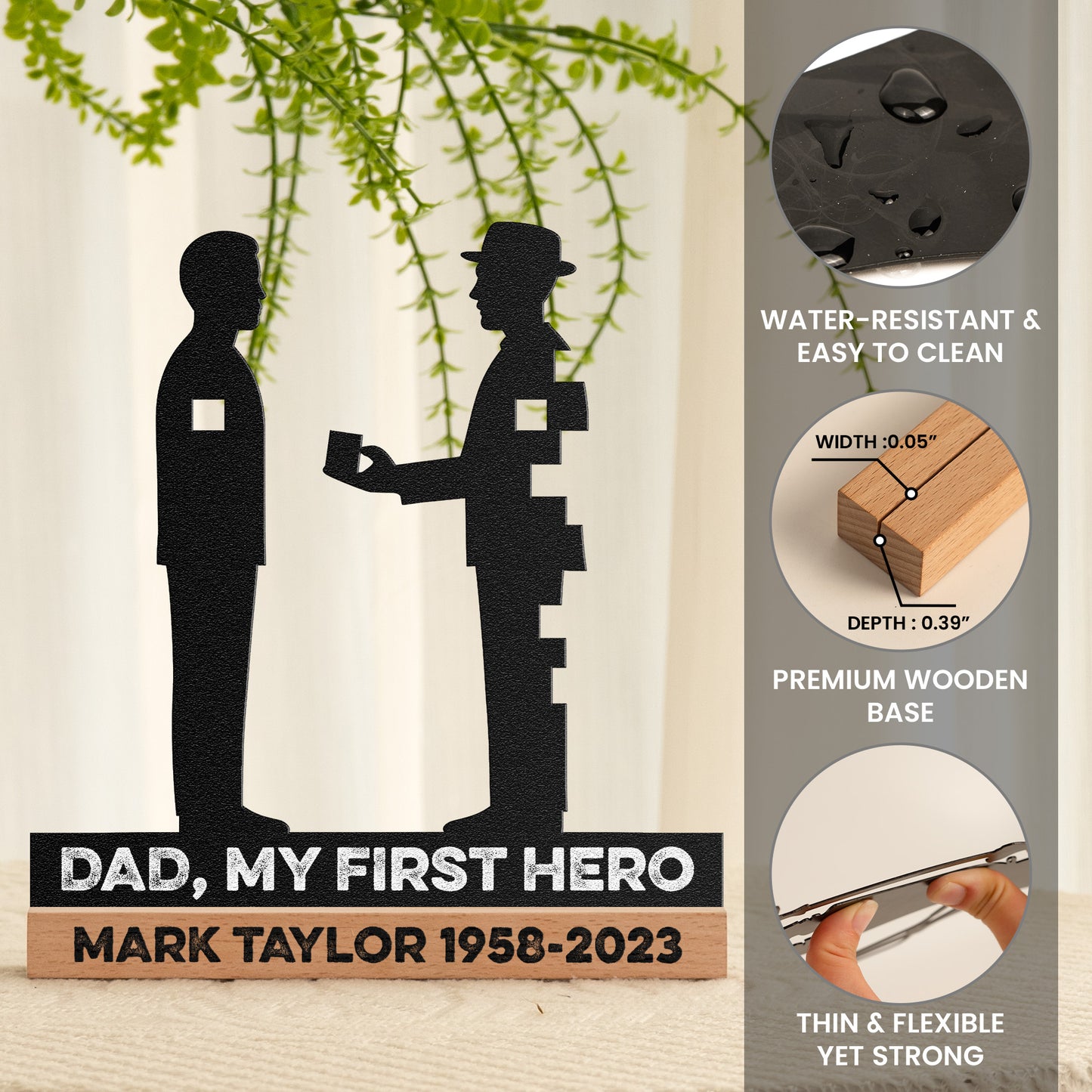Dad, My First Hero - Personalized Metal Desk Silhouette Sculpture