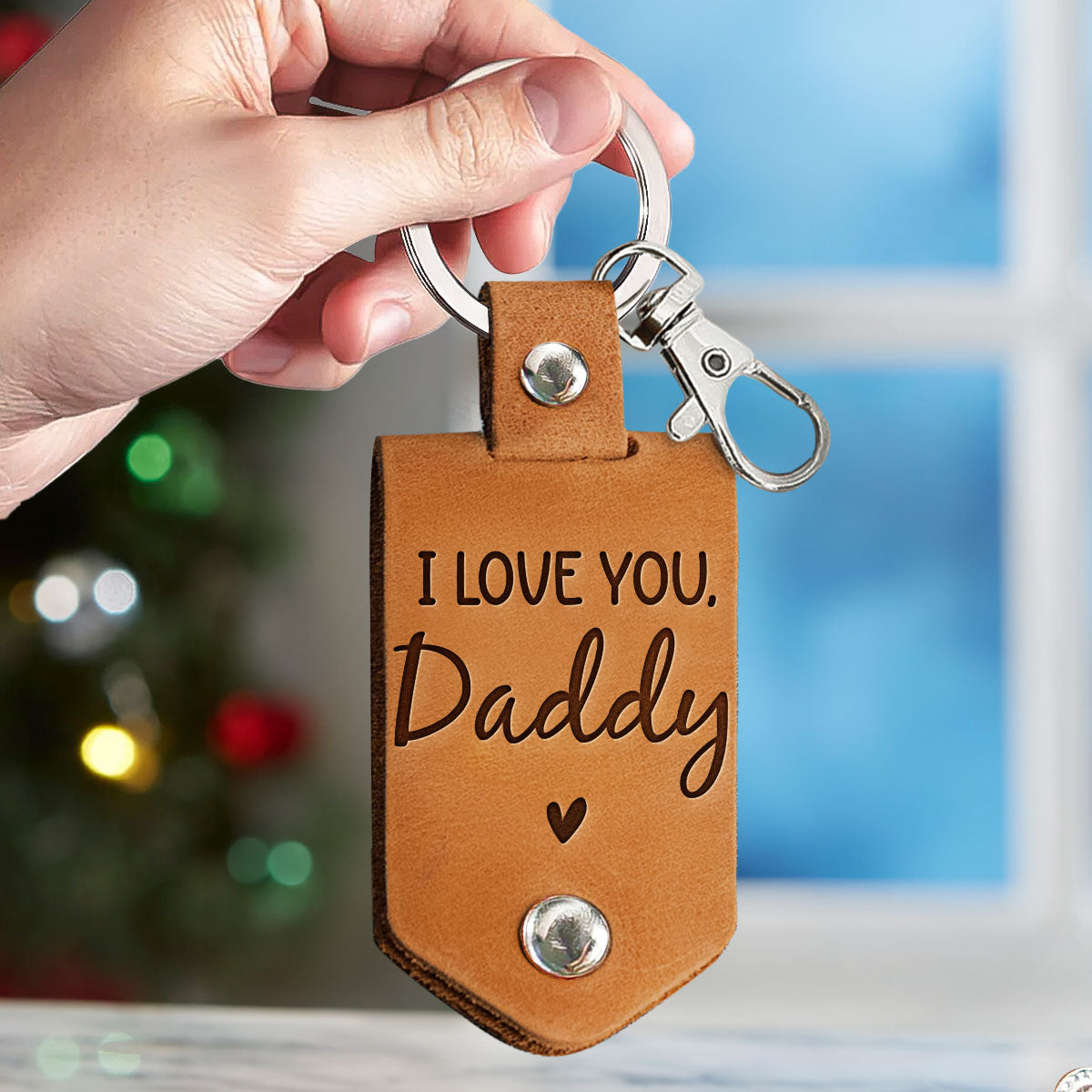 Daddy Can't Wait To Meet You From The Bump - Personalized Leather Photo Keychain