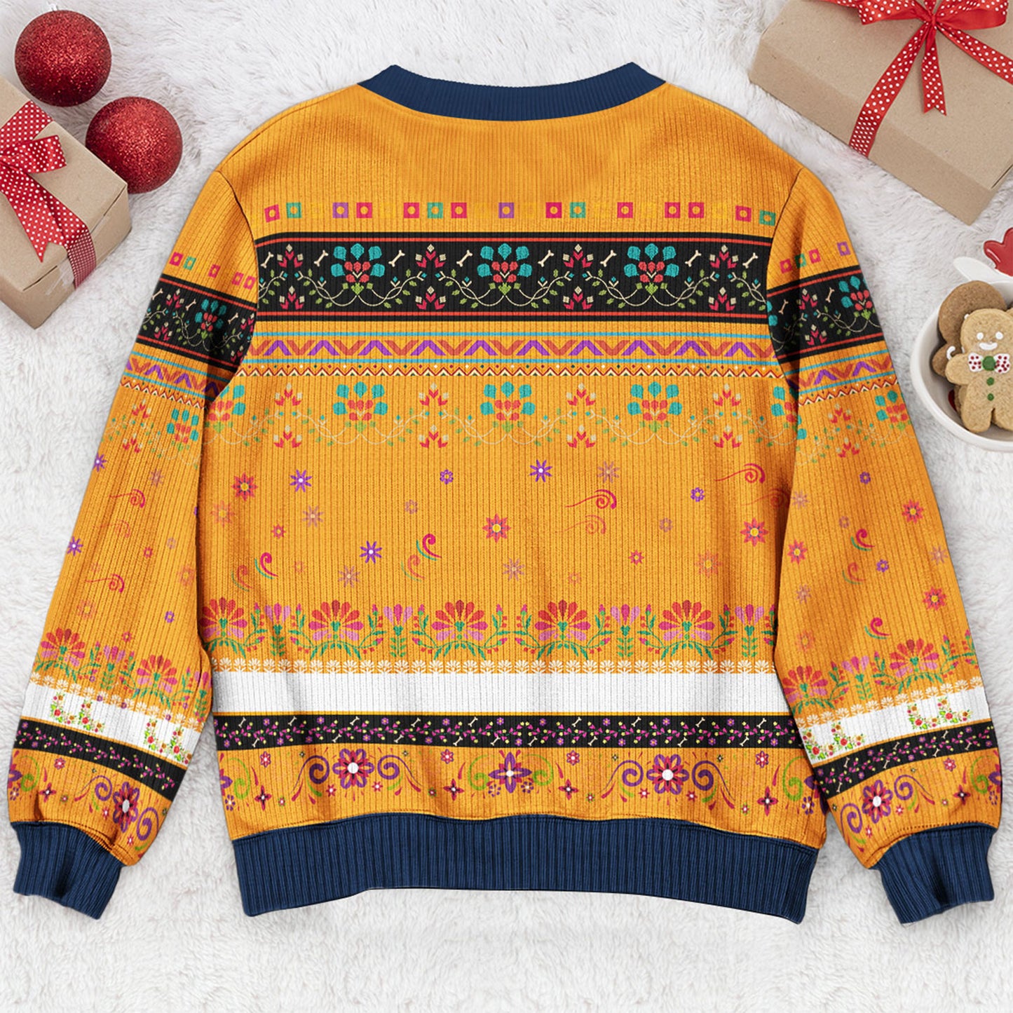 Day Of The Dead Dog Cat Hispanic Mexican Flowers - Personalized Ugly Sweater