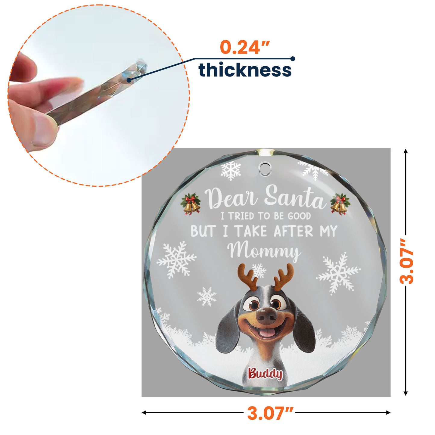 Dear Santa Christmas Pet - Personalized Glass Ornament