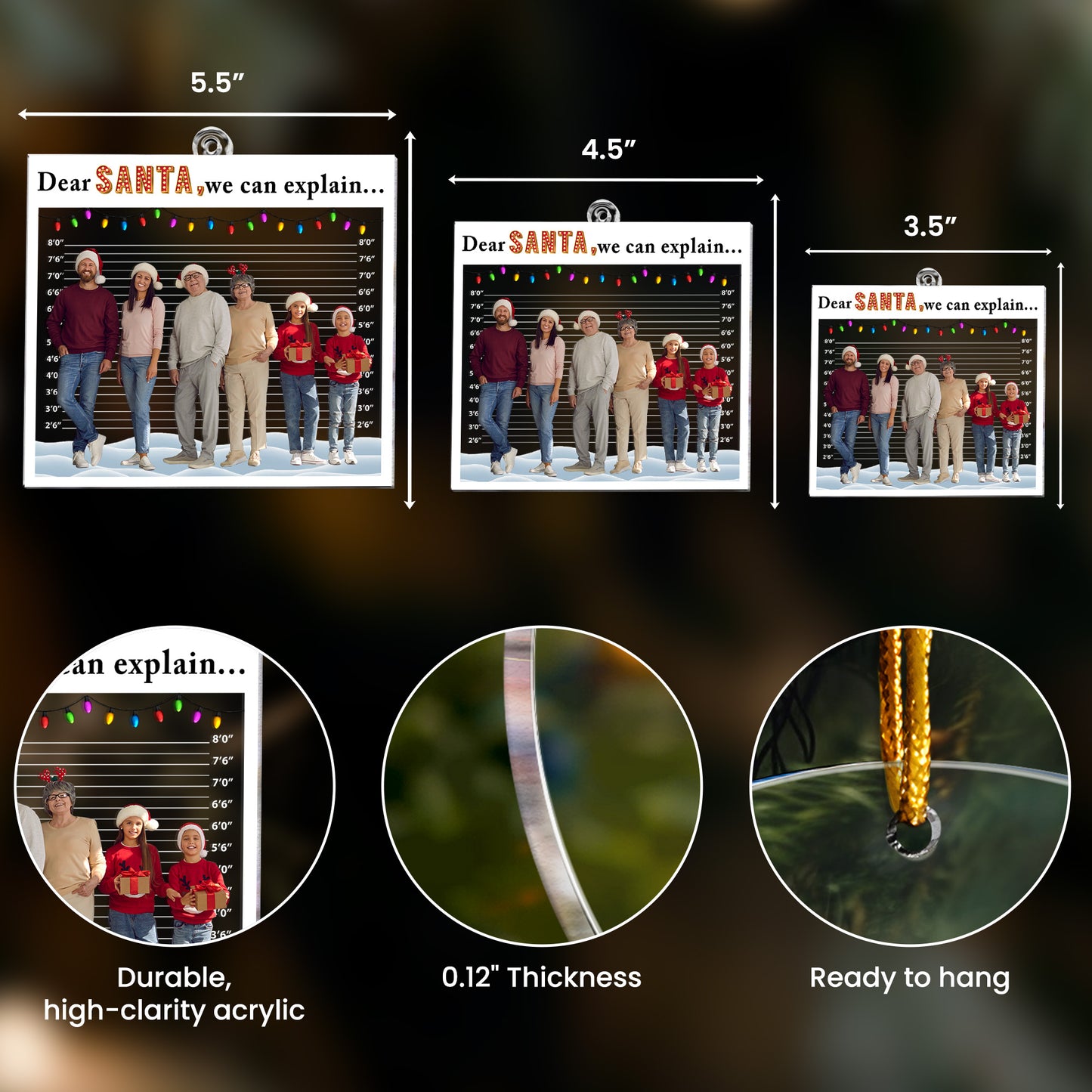 Dear Santa, We Can Explain, Funny Custom Photo For Family, Kids, Friends - Personalized Acrylic Photo Ornament