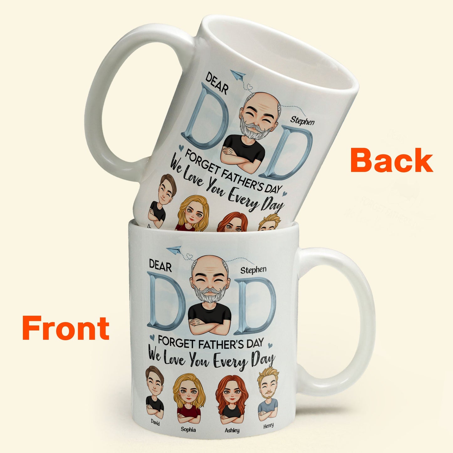 Father's Day Gifts, Dear Dad, We Love You - Personalized Mug