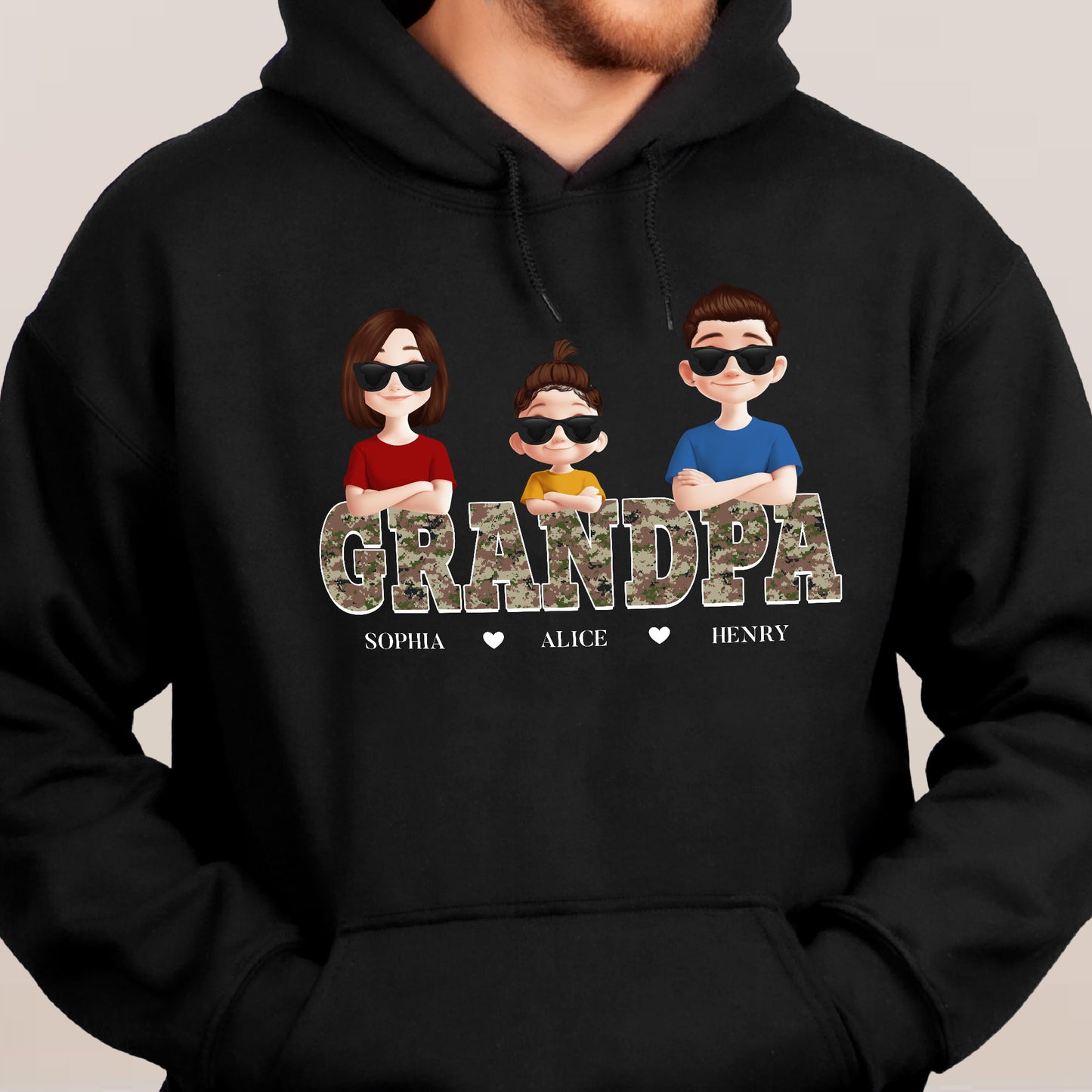 Digital Camouflage Pattern Grandpa - Personalized Shirt