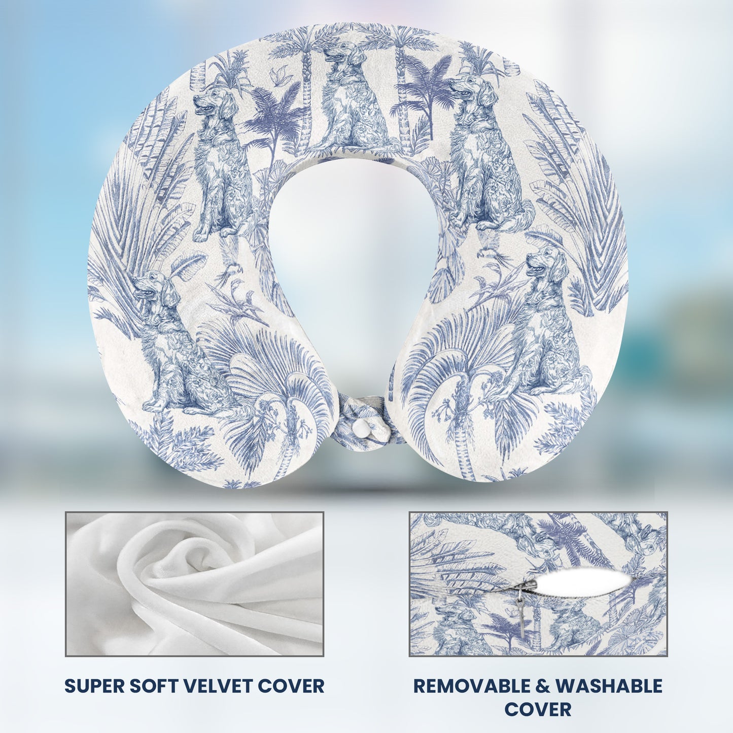 Dog Custom Breeds Toile De Jouy - Personalized U-Shaped Travel Neck Pillow