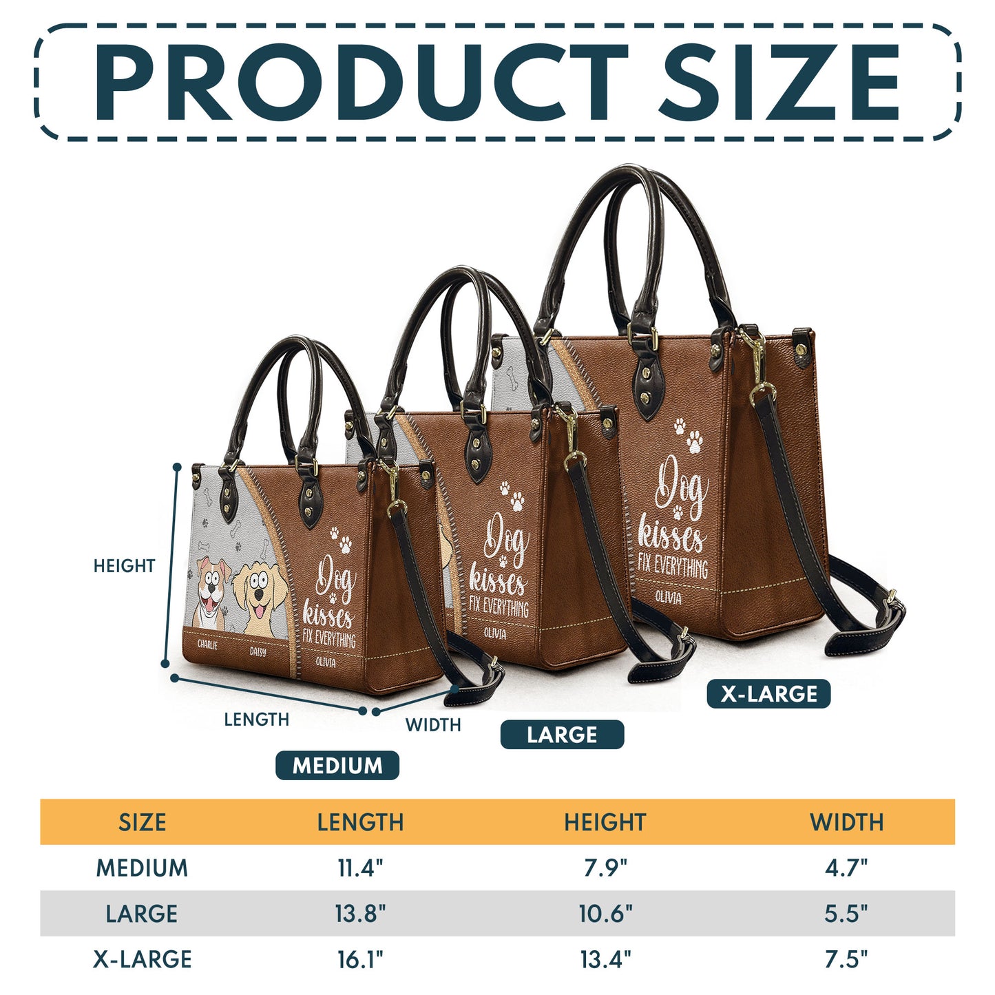 Dog Kisses Fix Everything - Personalized Leather Bag