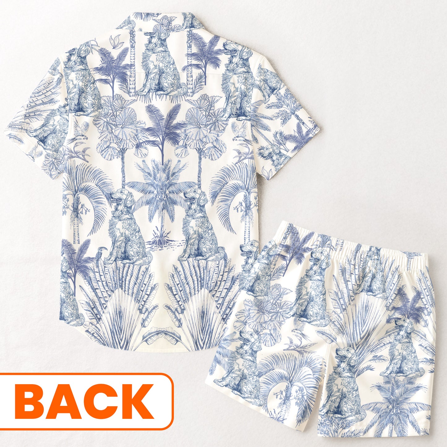 Dog Lover Toile De Jouy Style Custom Breeds Chinoiserie - Personalized Hawaiian Set