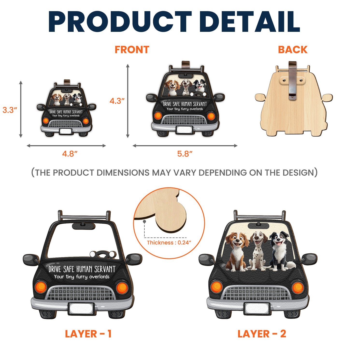 Dog Lovers Drive Safe Human Servant - Personalized Wooden Car Visor Clip