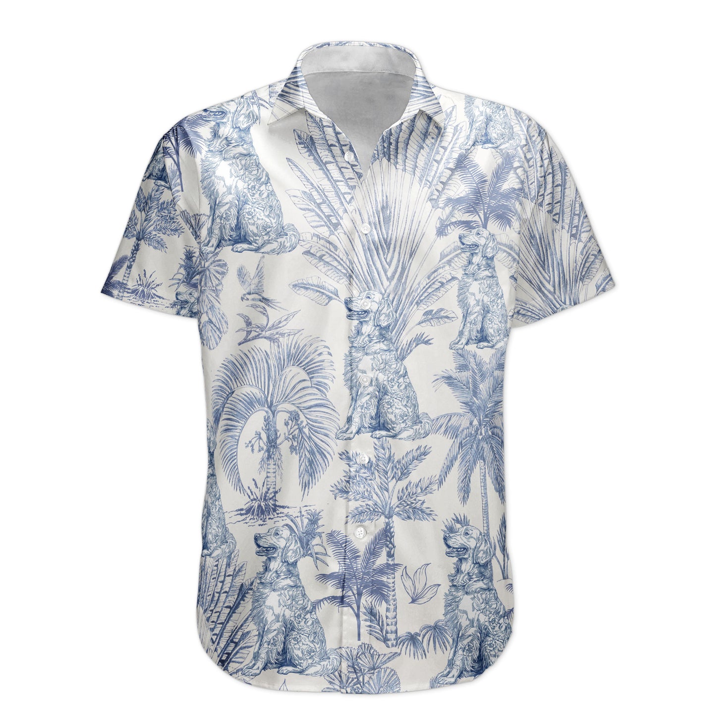 Dog Lovers Toile De Jouy Style Custom Dog Breeds - Personalized Hawaiian Shirt