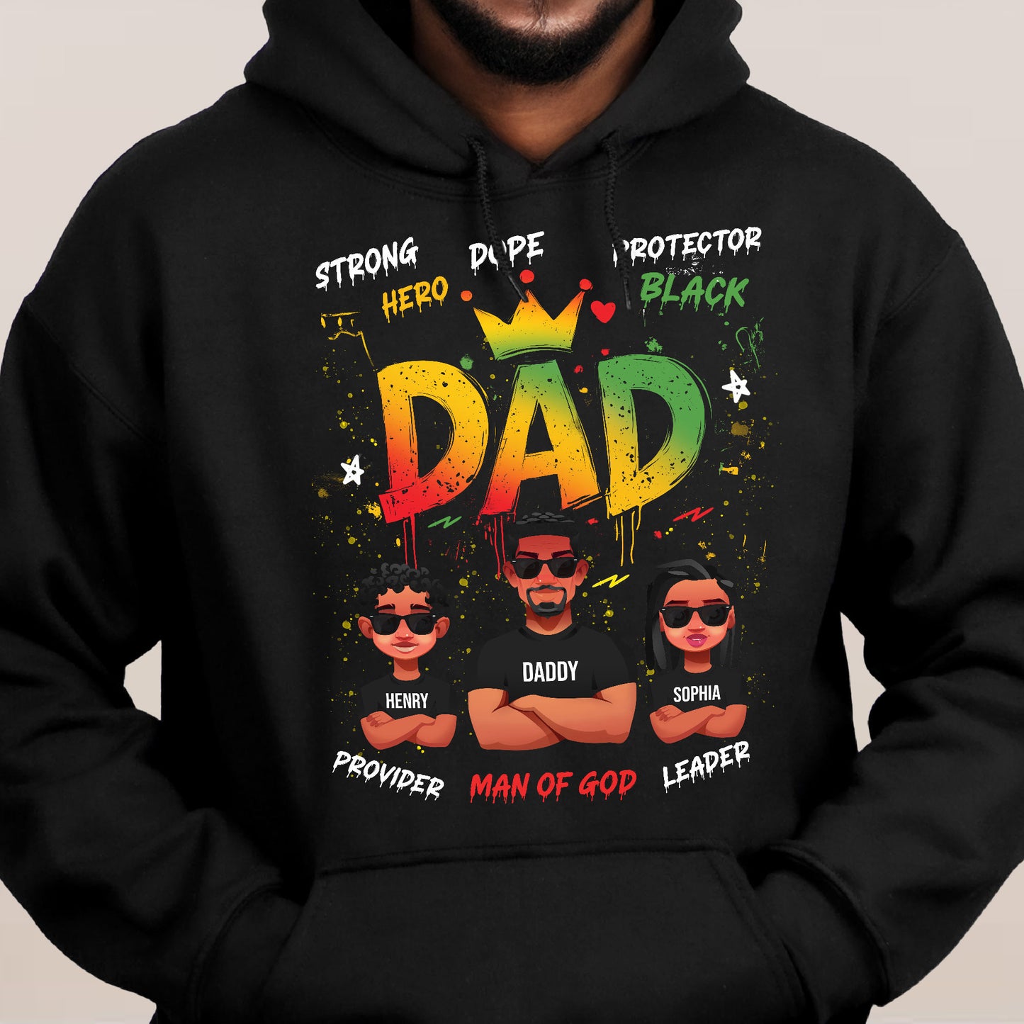 Dope Black Dad Hero - Cute Kids New Version - Personalized Shirt